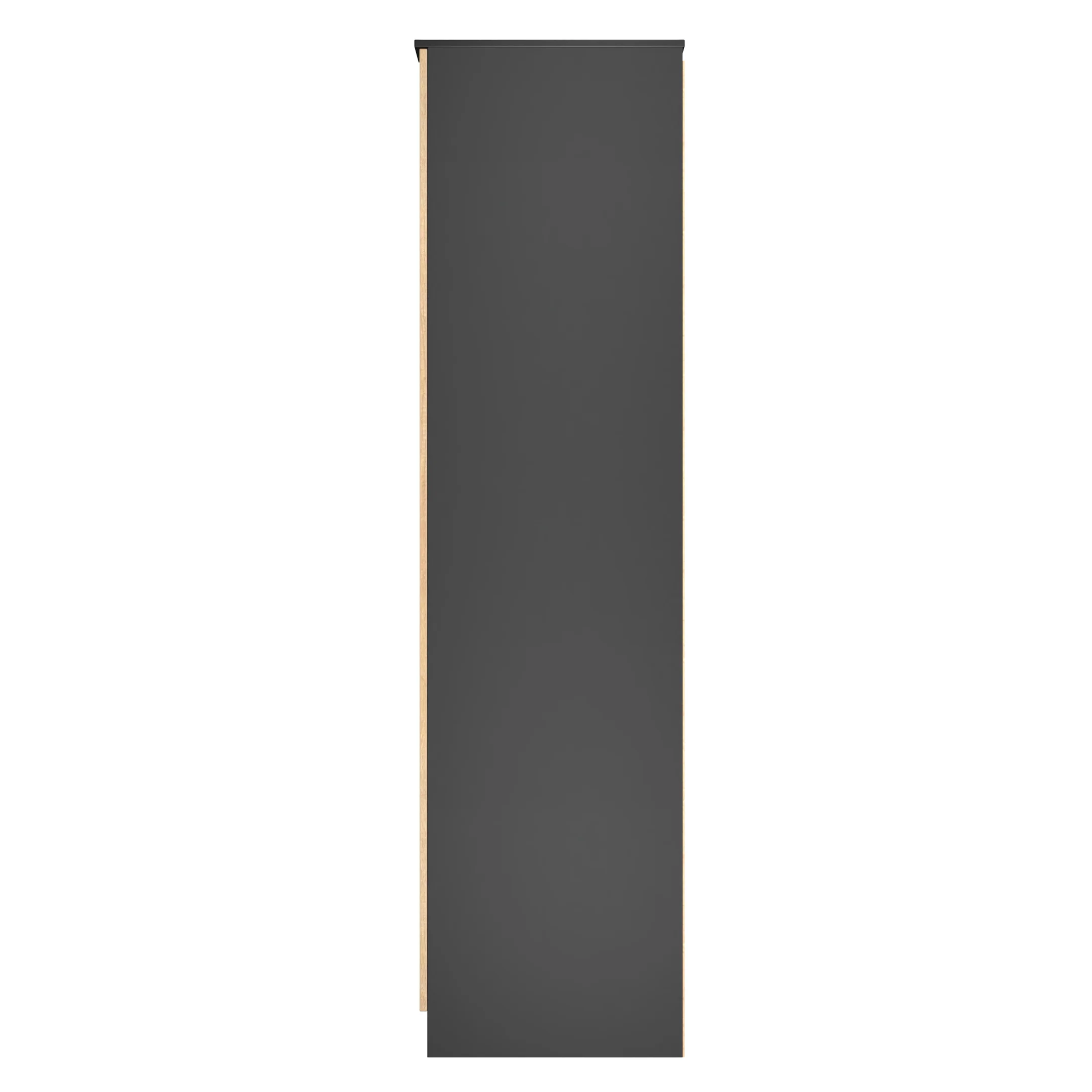 Alaska Ready Assembled Tall 2 Door Mirrored Wardrobe In Slat Effect & Black - Image 3