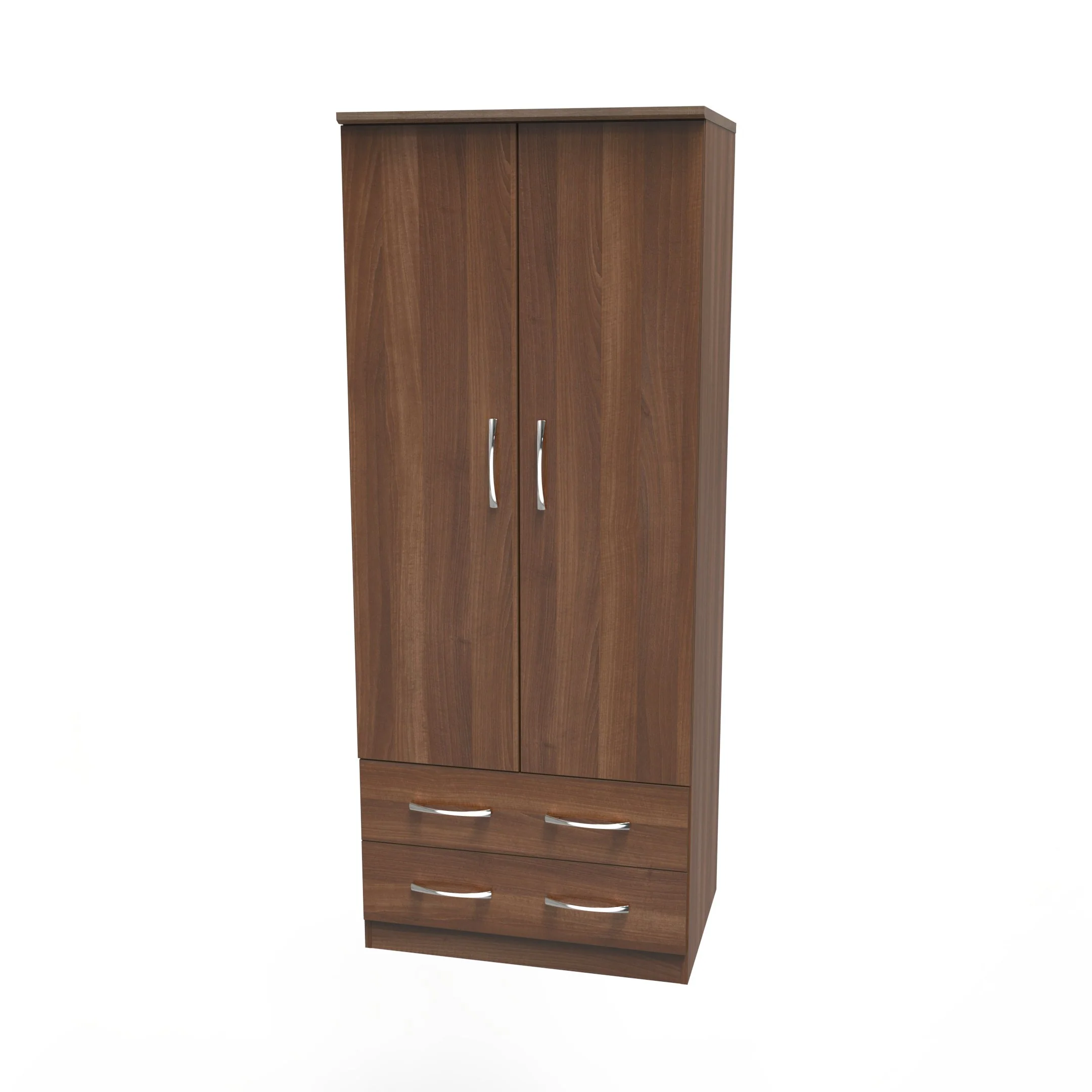 Alton Ready Assembled 2 Door 2 Drawer Wardrobe in Noche Walnut - Image 3
