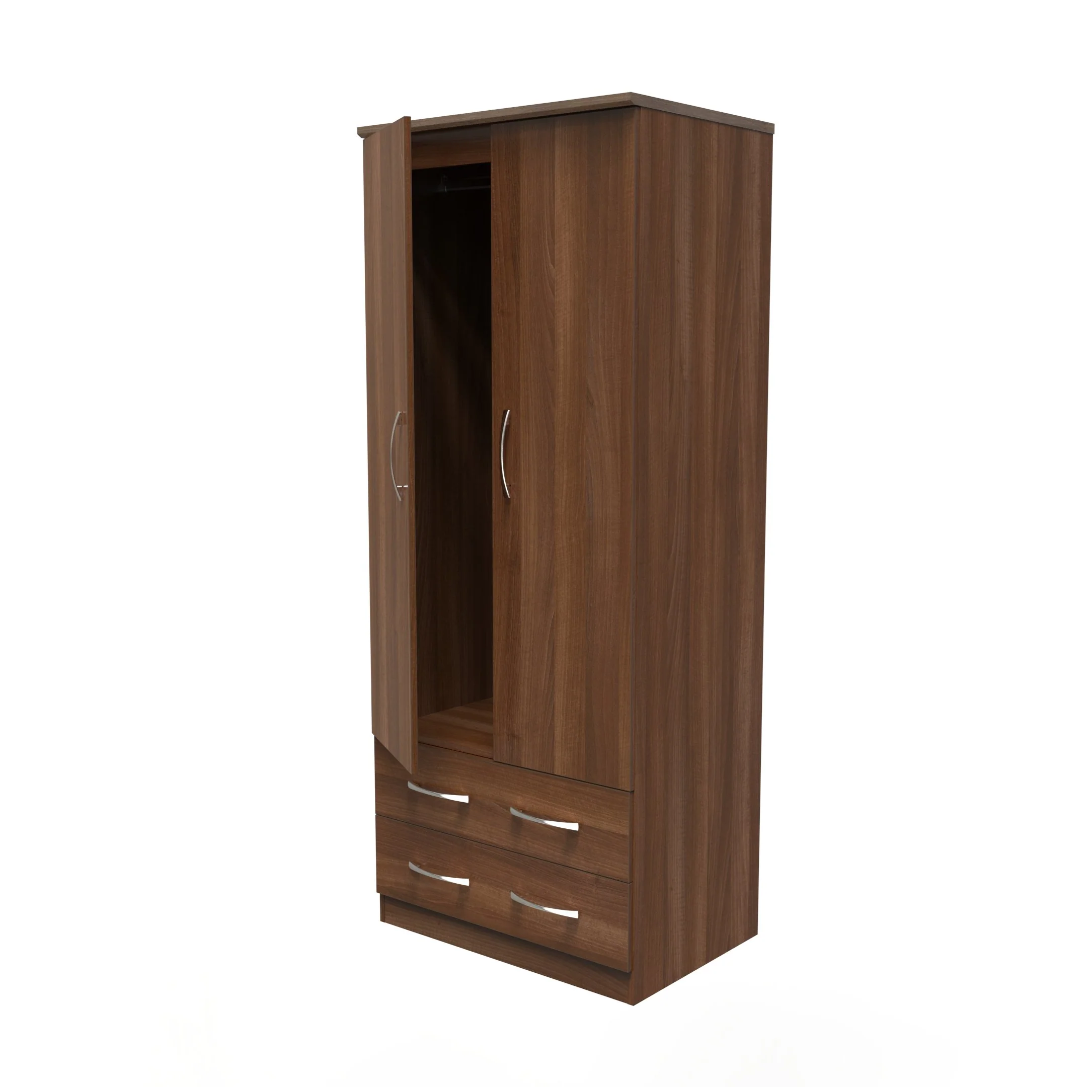 Alton Ready Assembled 2 Door 2 Drawer Wardrobe in Noche Walnut - Image 5