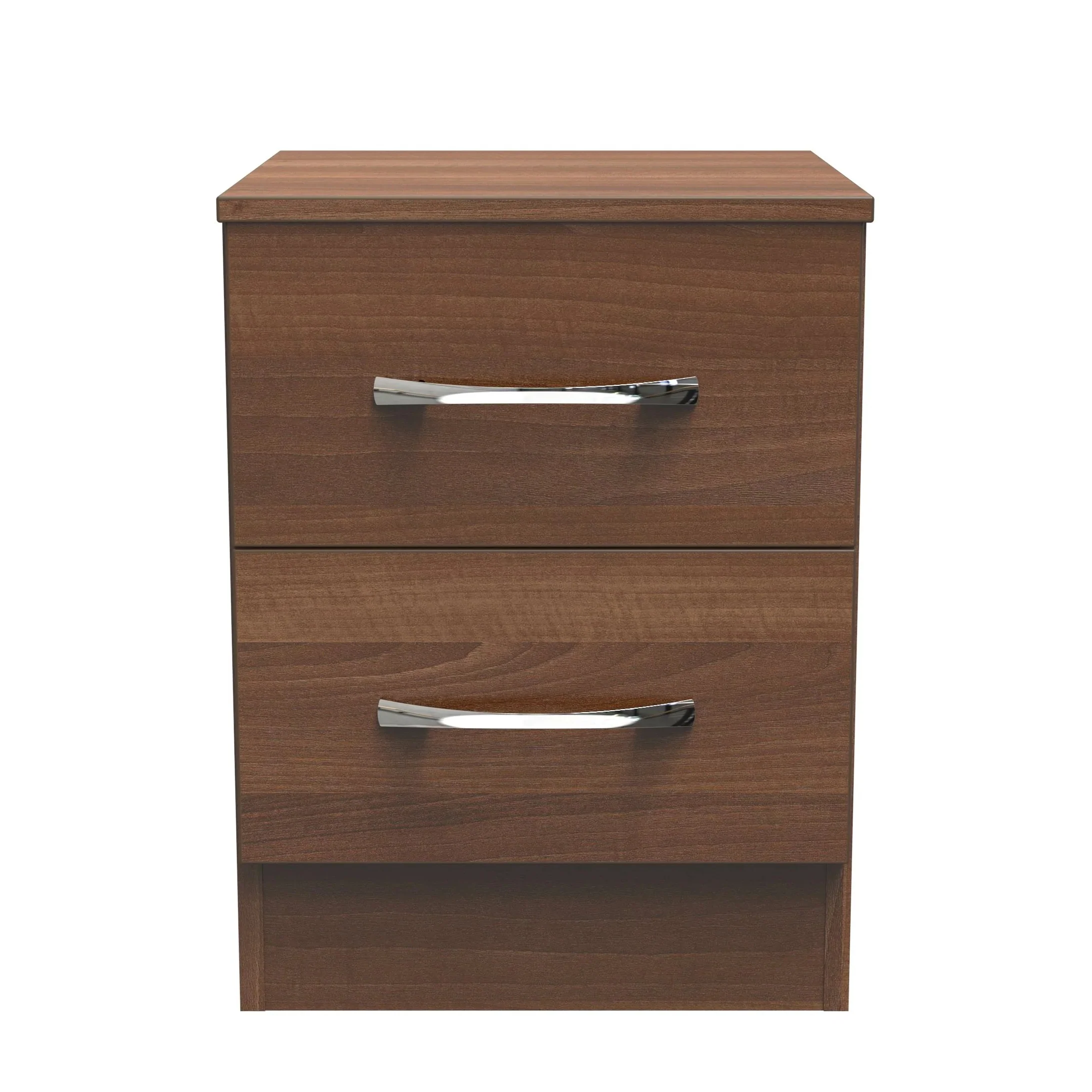 Alton Ready Assembled 2 Drawer Bedside Cabinet in Noche Walnut