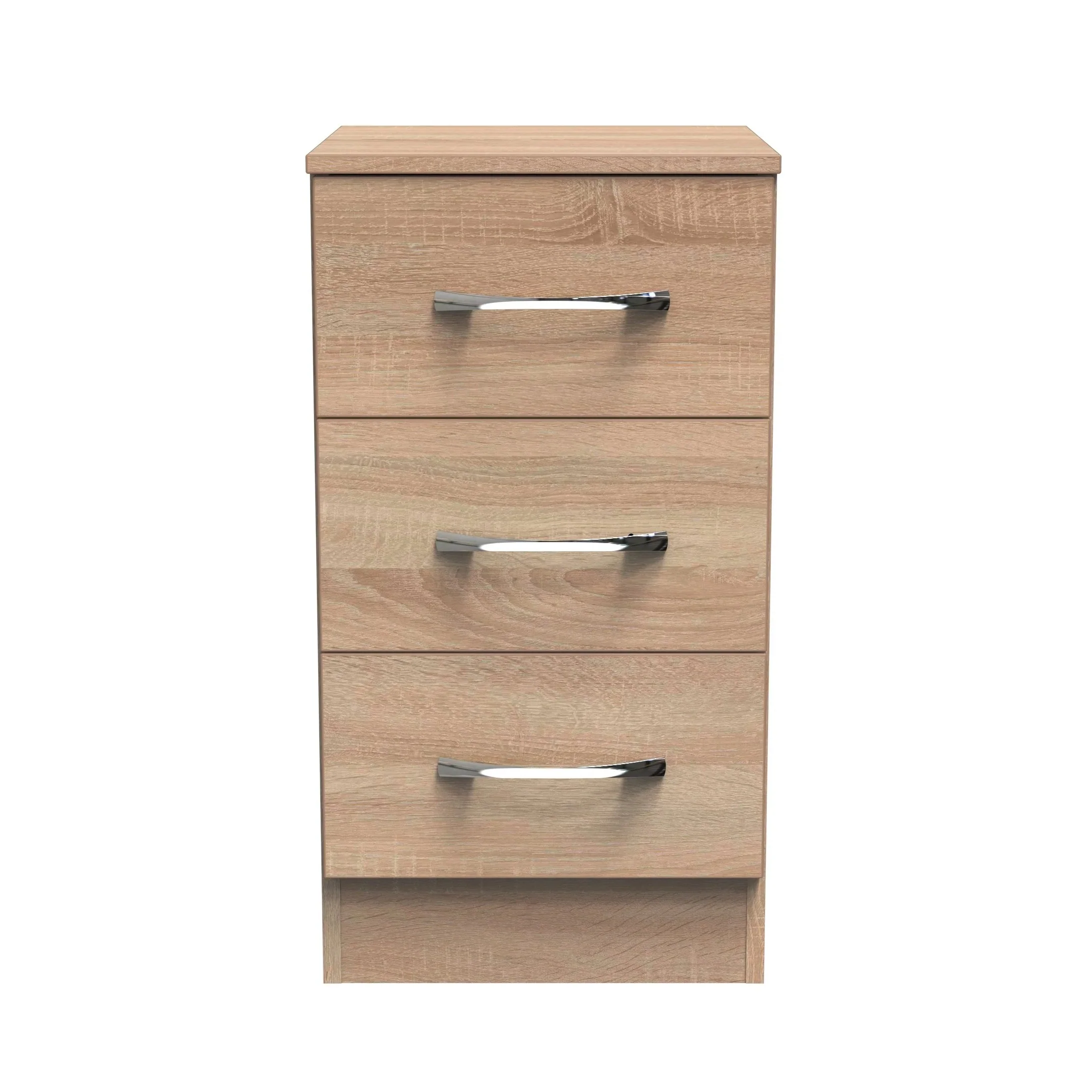 Alton Ready Assembled 3 Drawer Bedside Cabinet in Bardolino Oak