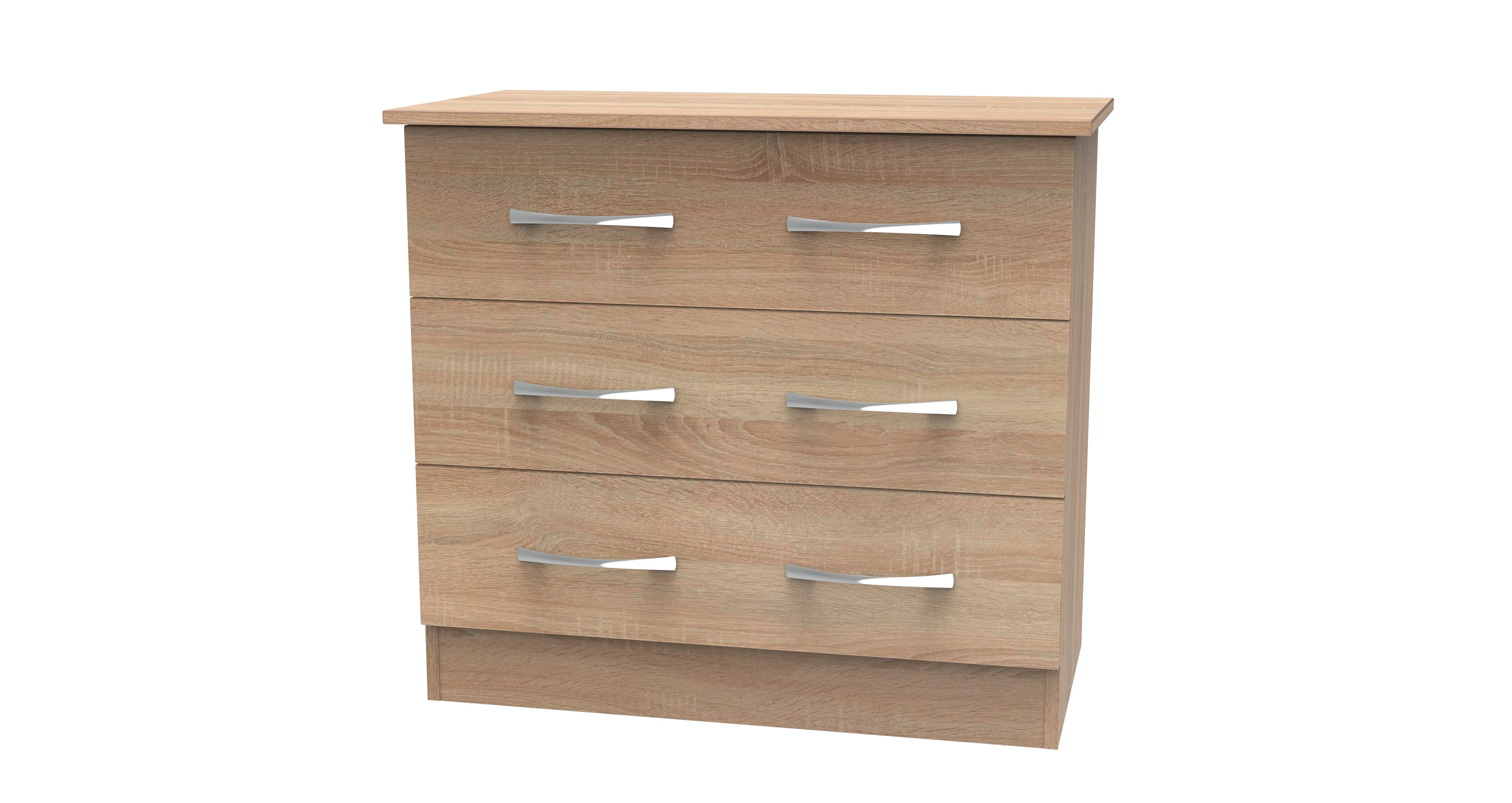 Alton Ready Assembled 3 Drawer Chest in Bardolino Oak - Image 3