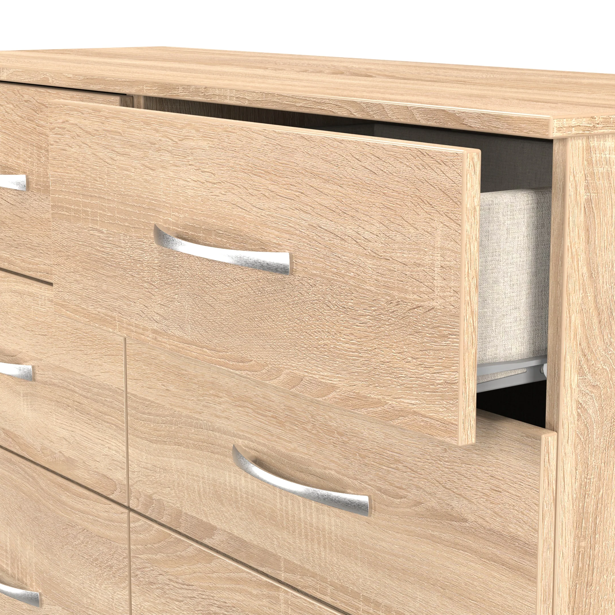 Alton Ready Assembled 6 Drawer Wide Chest in Bardolino Oak - Image 5