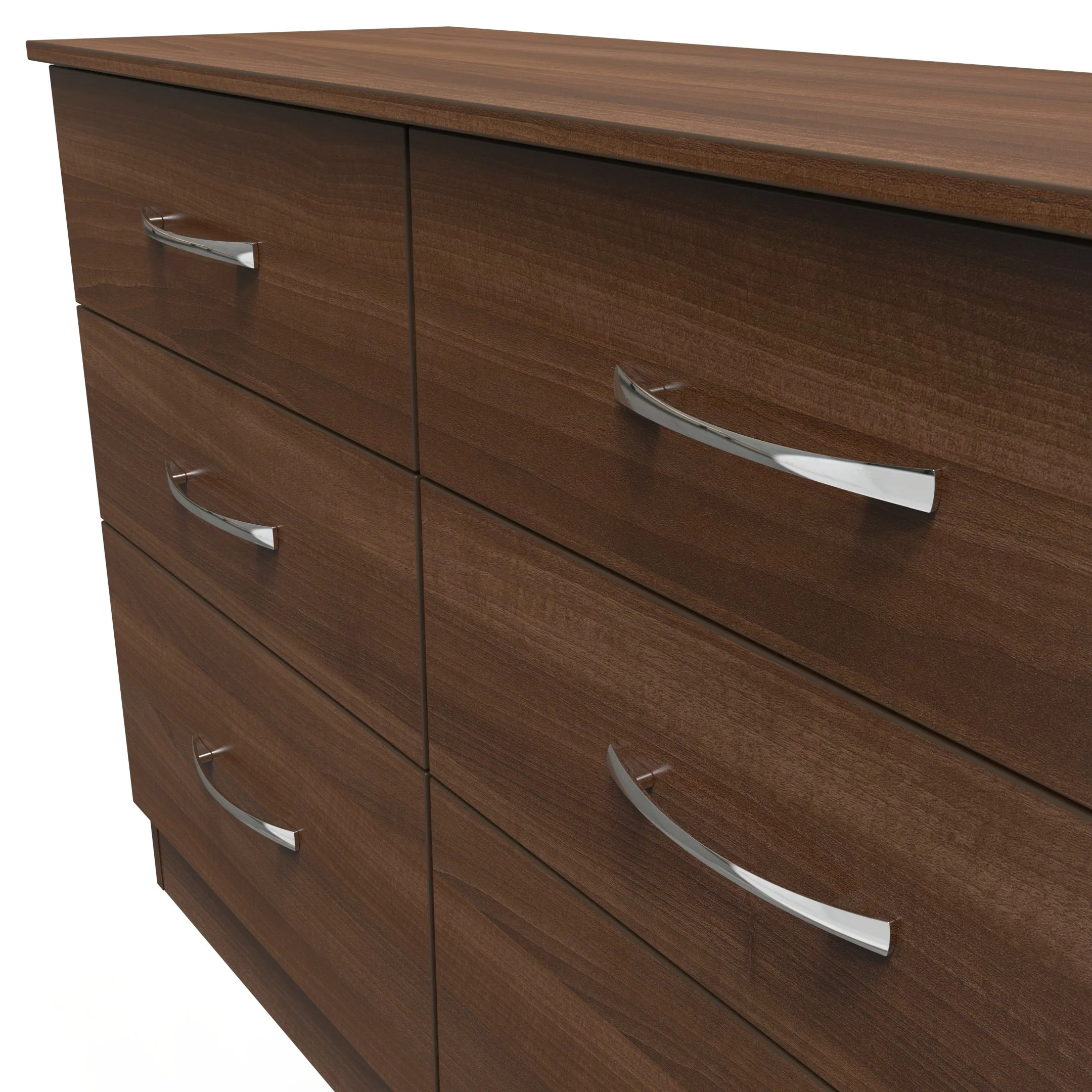 Alton Ready Assembled 6 Drawer Wide Chest in Noche Walnut - Image 8