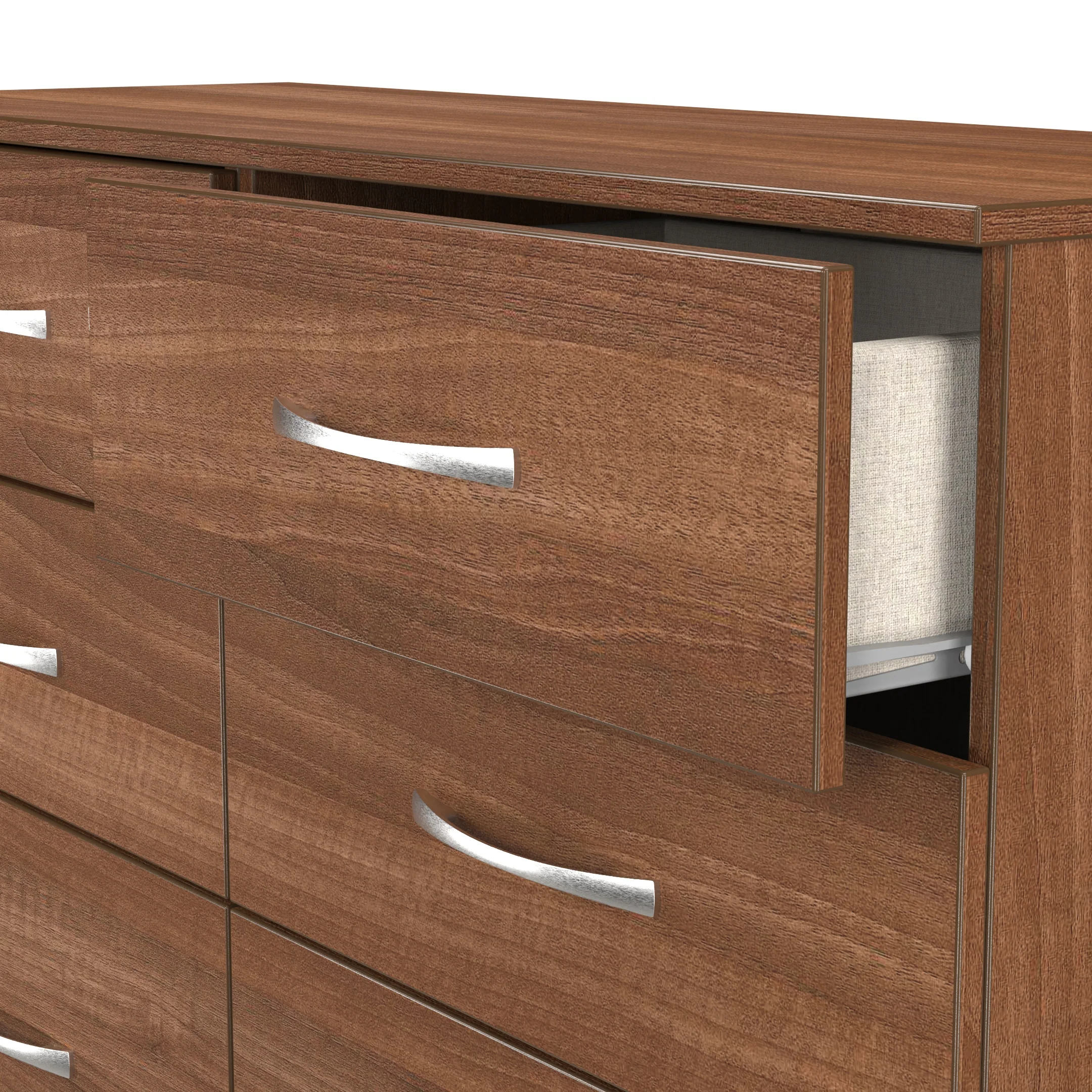 Alton Ready Assembled 6 Drawer Wide Chest in Noche Walnut - Image 9