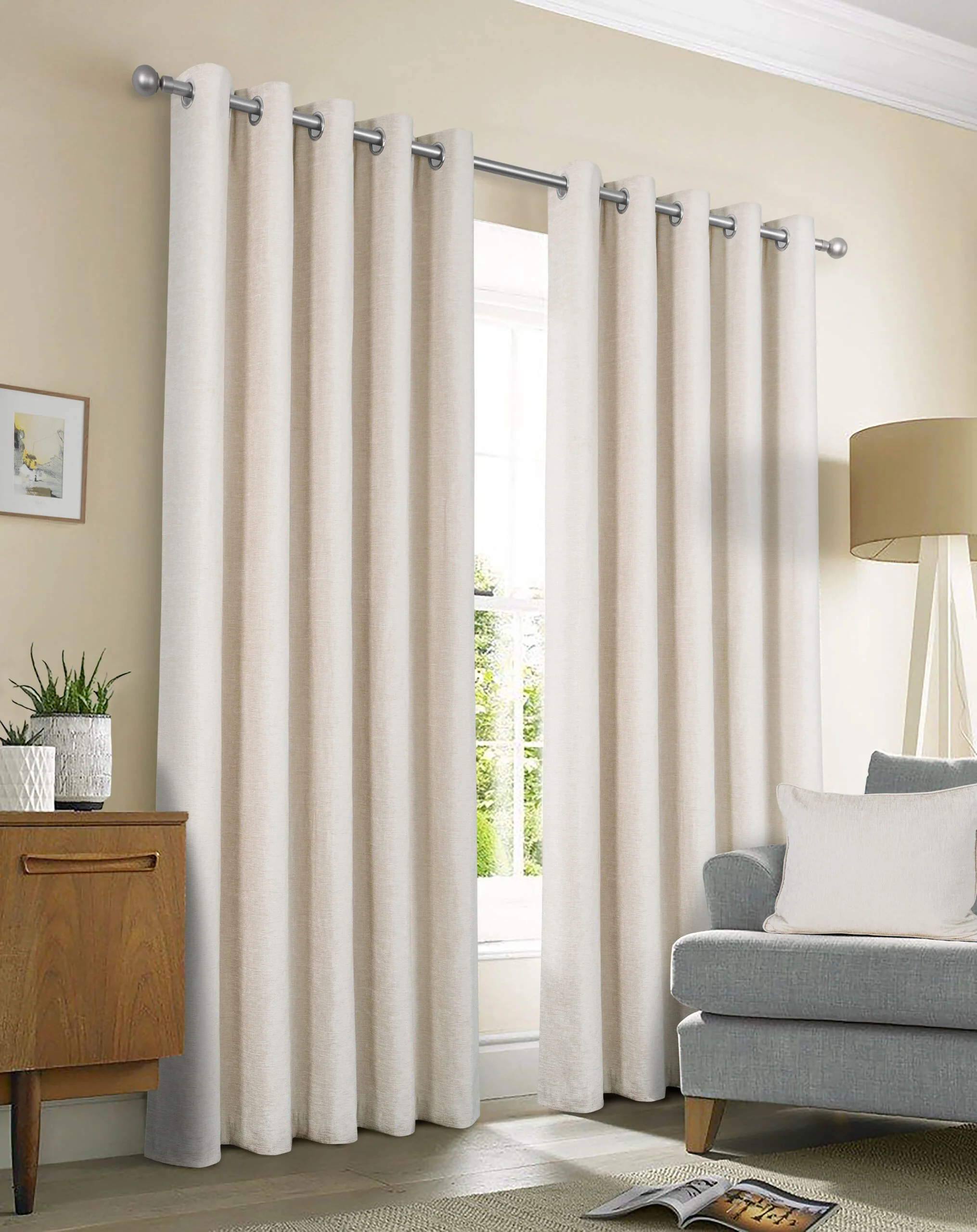 AMBERLEY NATURAL EYELET CURTAINS THERMAL