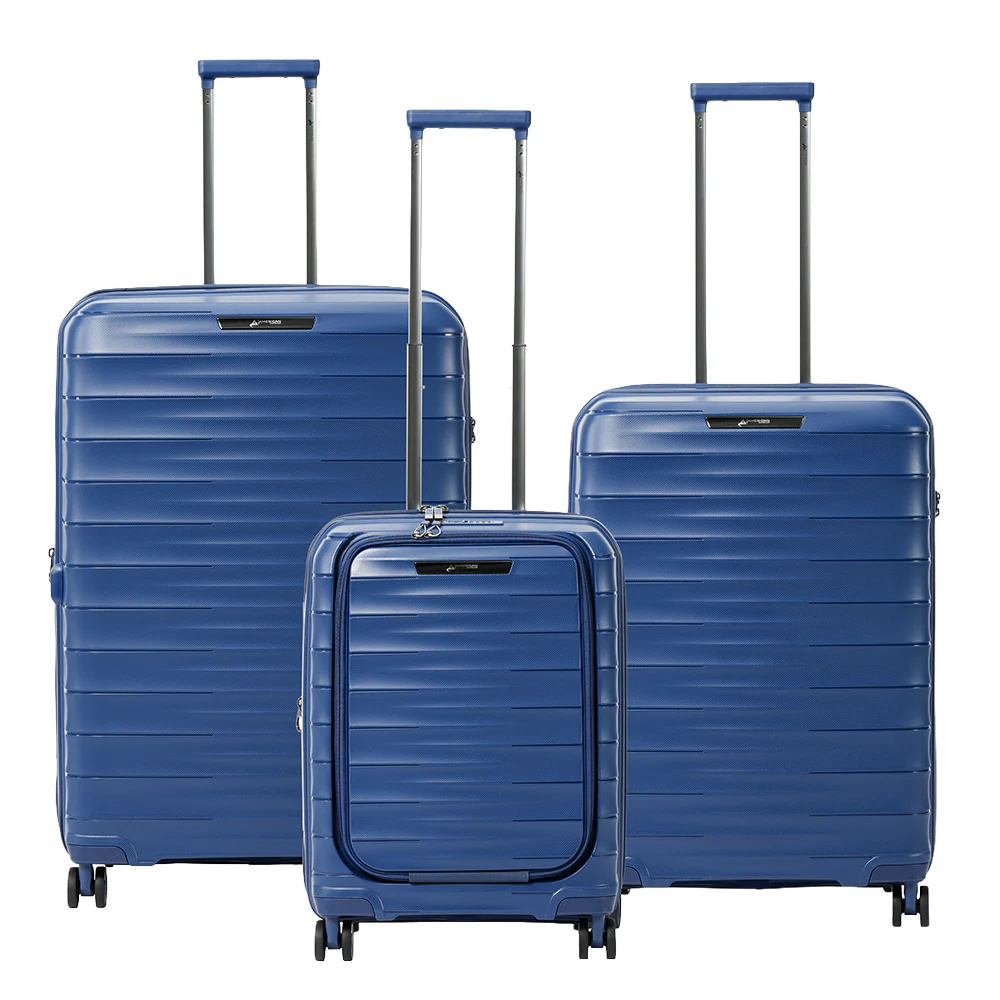 American Traveller Rapid Air PP Hard Trolley Case 3 Piece Set - Navy