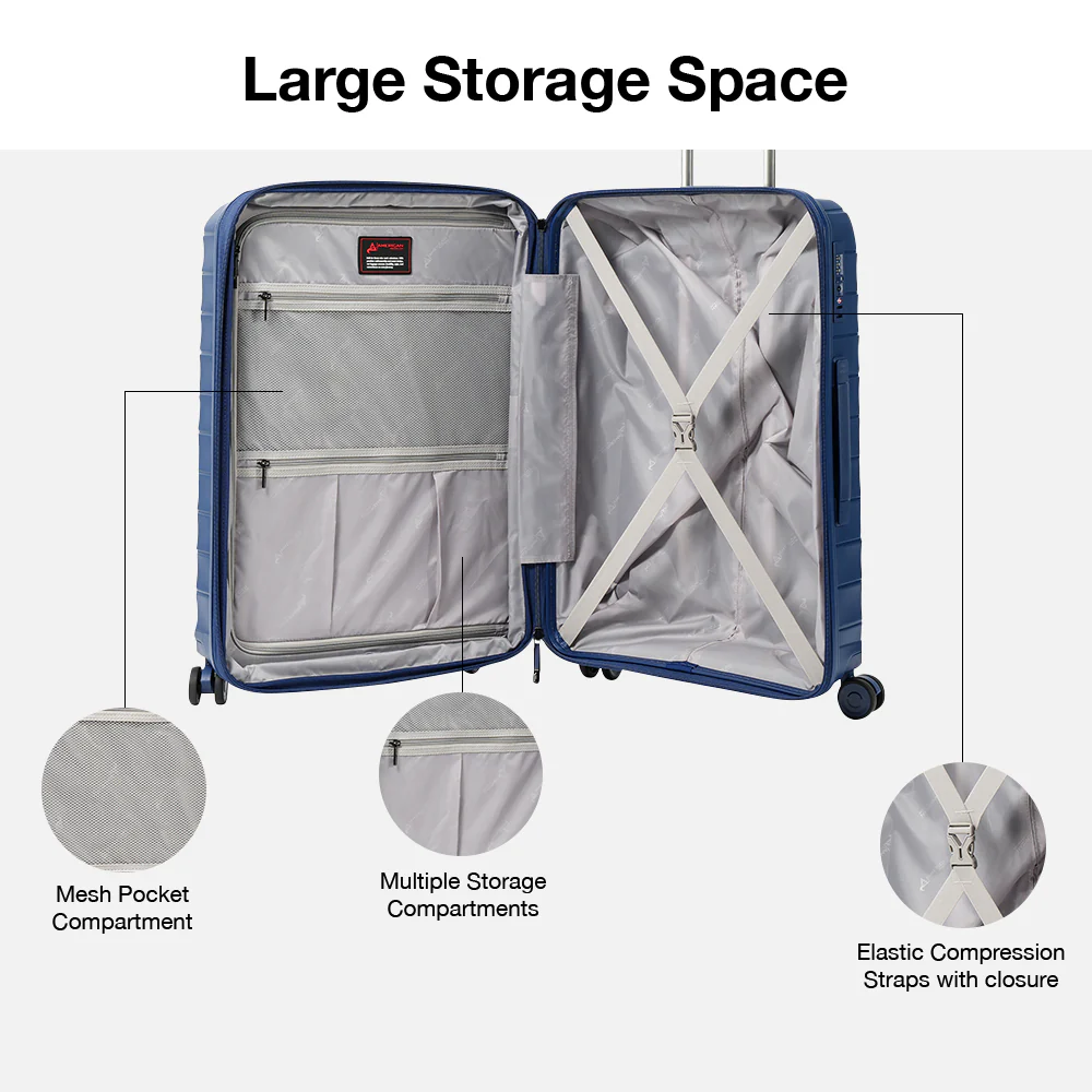 American Traveller Rapid Air PP Hard Trolley Case 3 Piece Set - Navy - Image 5