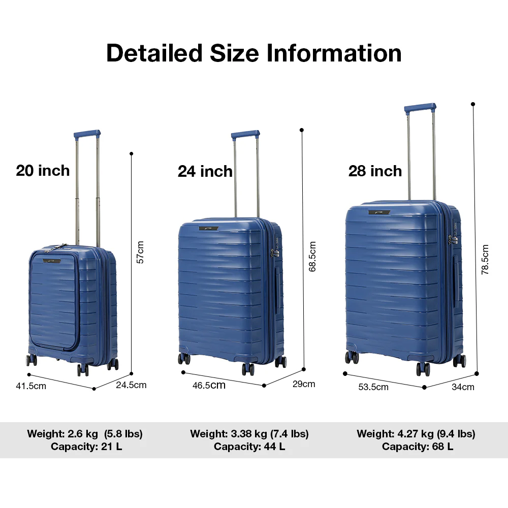 American Traveller Rapid Air PP Hard Trolley Case 3 Piece Set - Navy - Image 7
