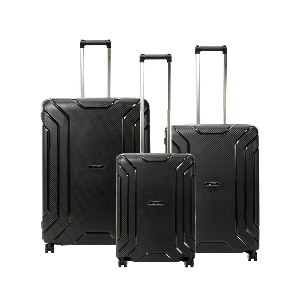 American Traveller Velocity Pro PP Hard Trolley Case 3 Piece Set - Black