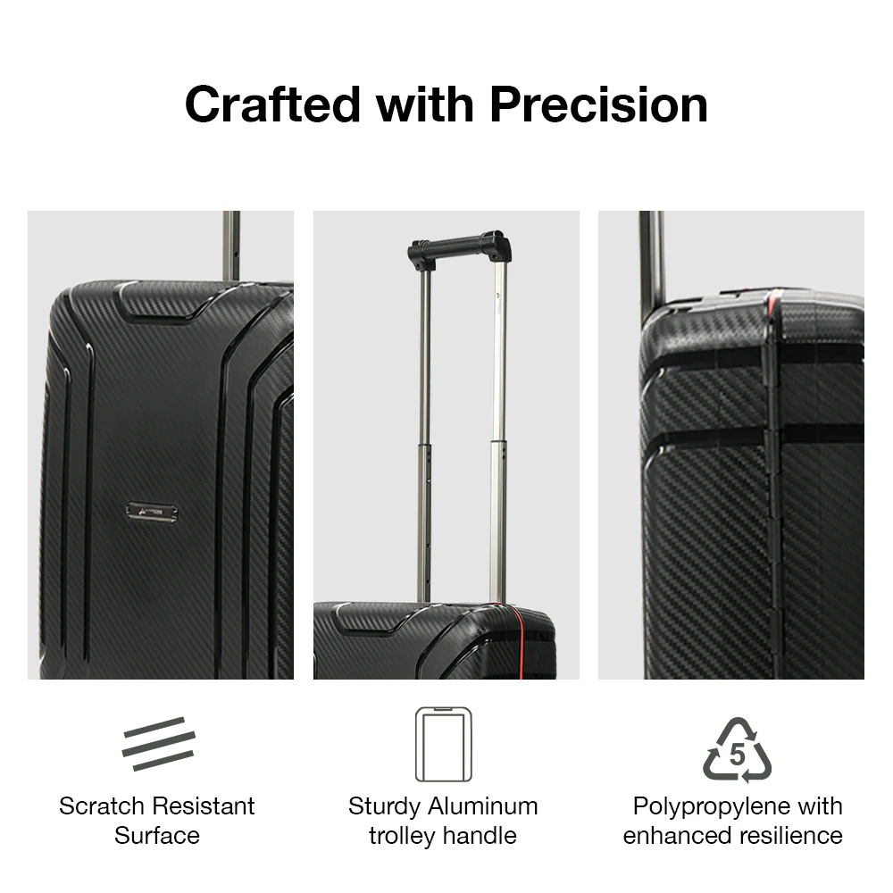 American Traveller Velocity Pro PP Hard Trolley Case 3 Piece Set - Black - Image 5
