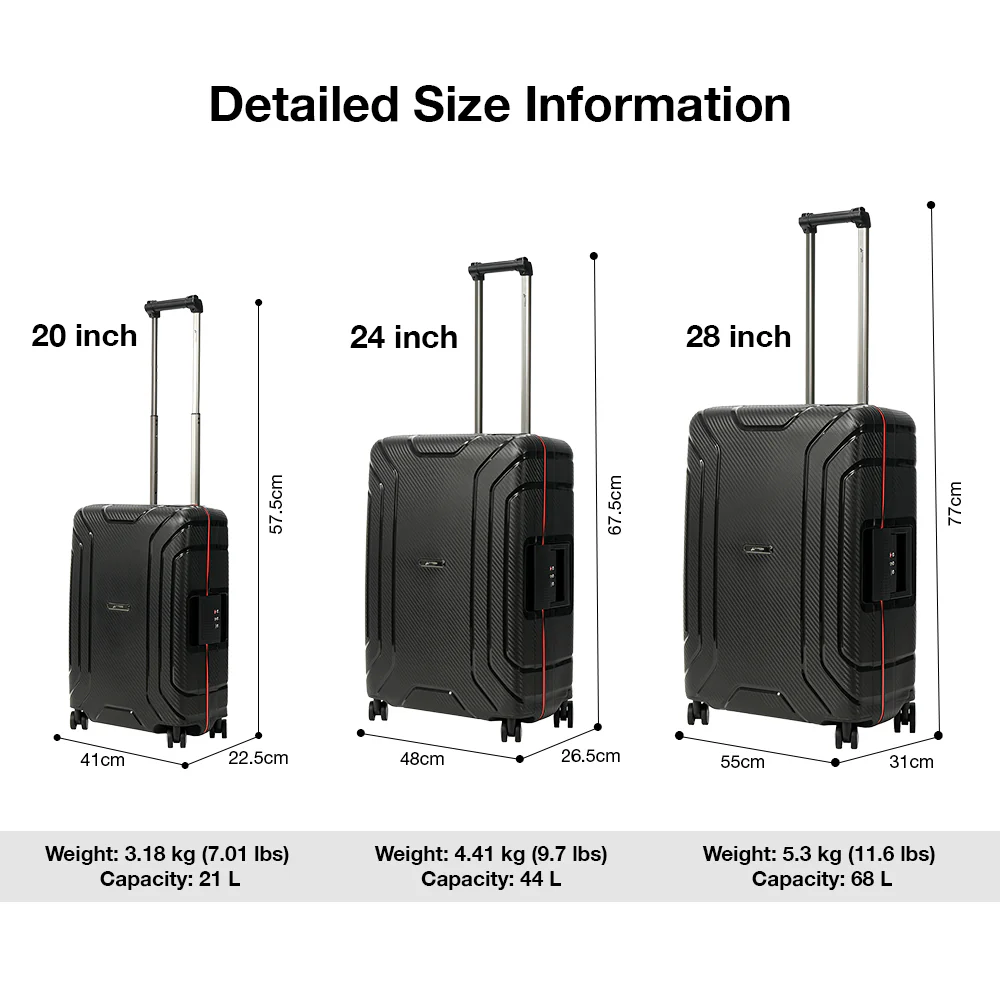 American Traveller Velocity Pro PP Hard Trolley Case 3 Piece Set - Black - Image 7