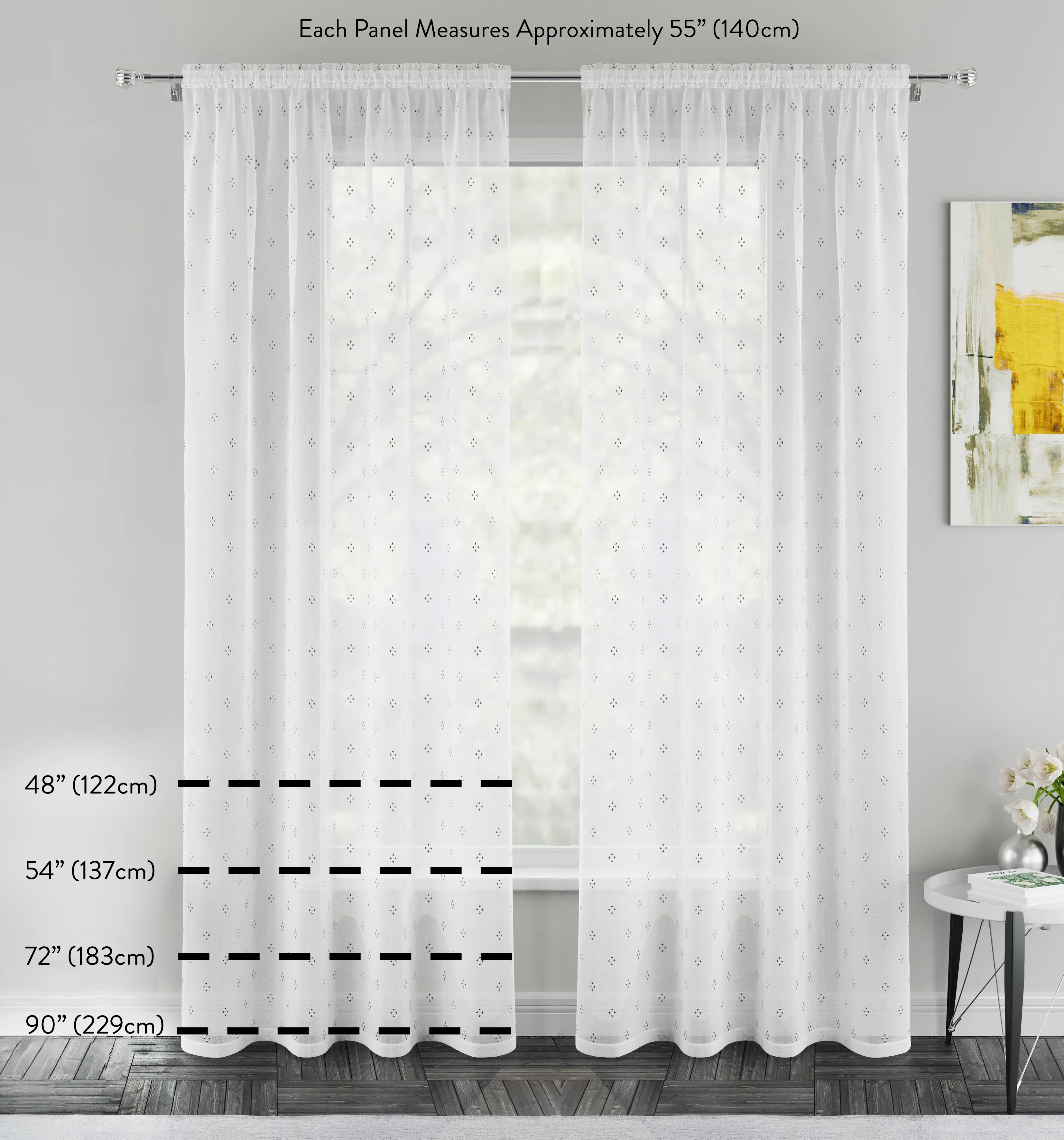 Andorra Cream Textured Header Sheer Voile Panels - Pair - Image 5