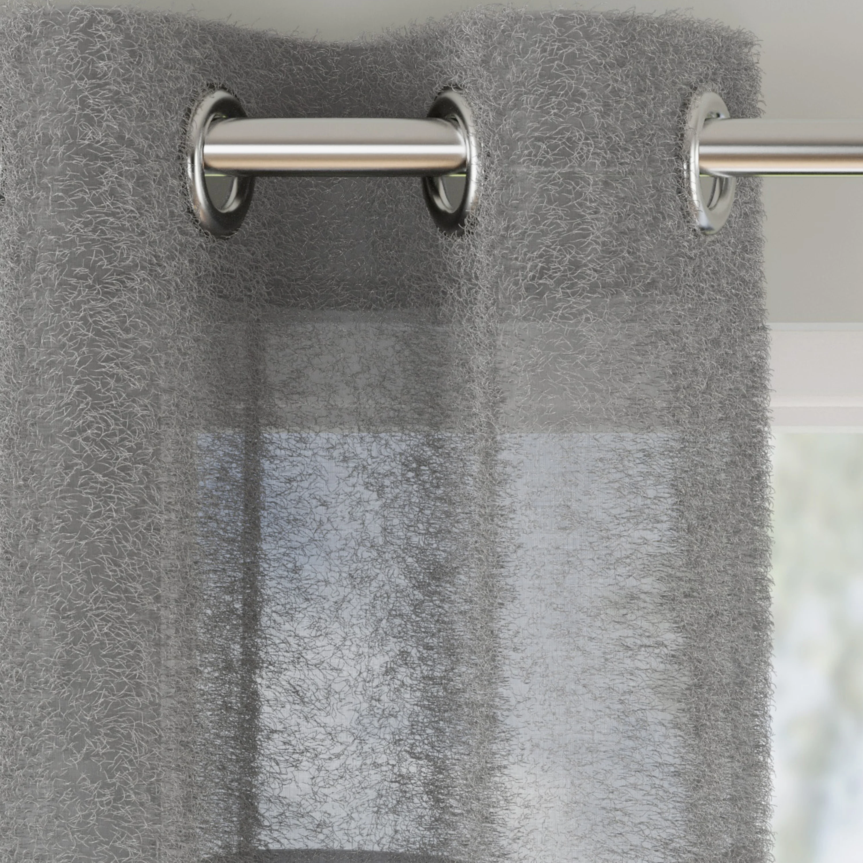 Andorra Grey Textured Header Sheer Voile Panels - Pair - Image 2
