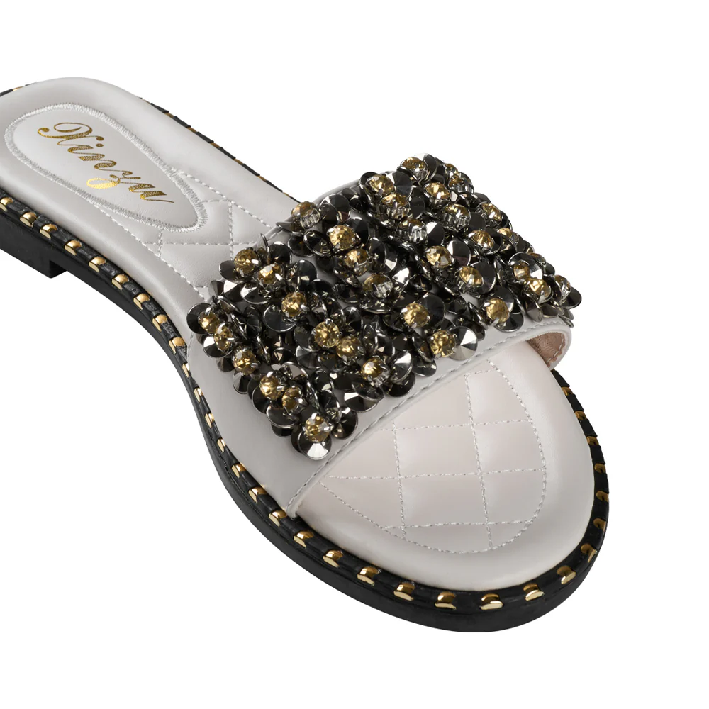 Anti-Slip Slide Sandals With Rhinestone-Embellished Foot Straps - Image 6