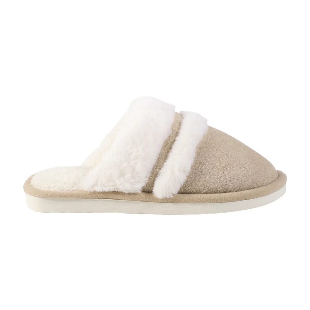 Anti-Slip & Warm Plush Slippers - Mules - Beige - Image 3