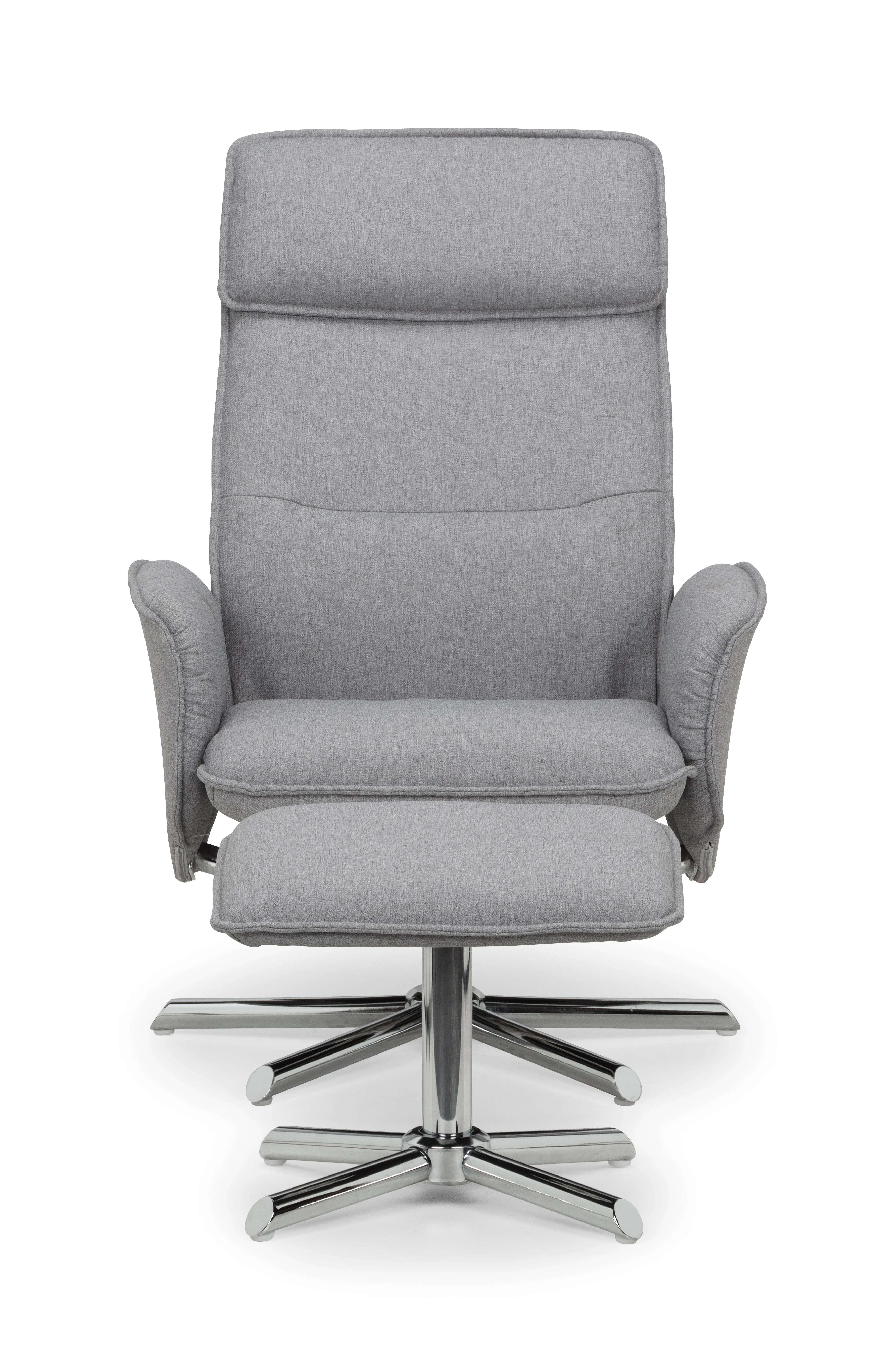 Chelsea Recliner Chair With Stool - Grey Linen - Image 2
