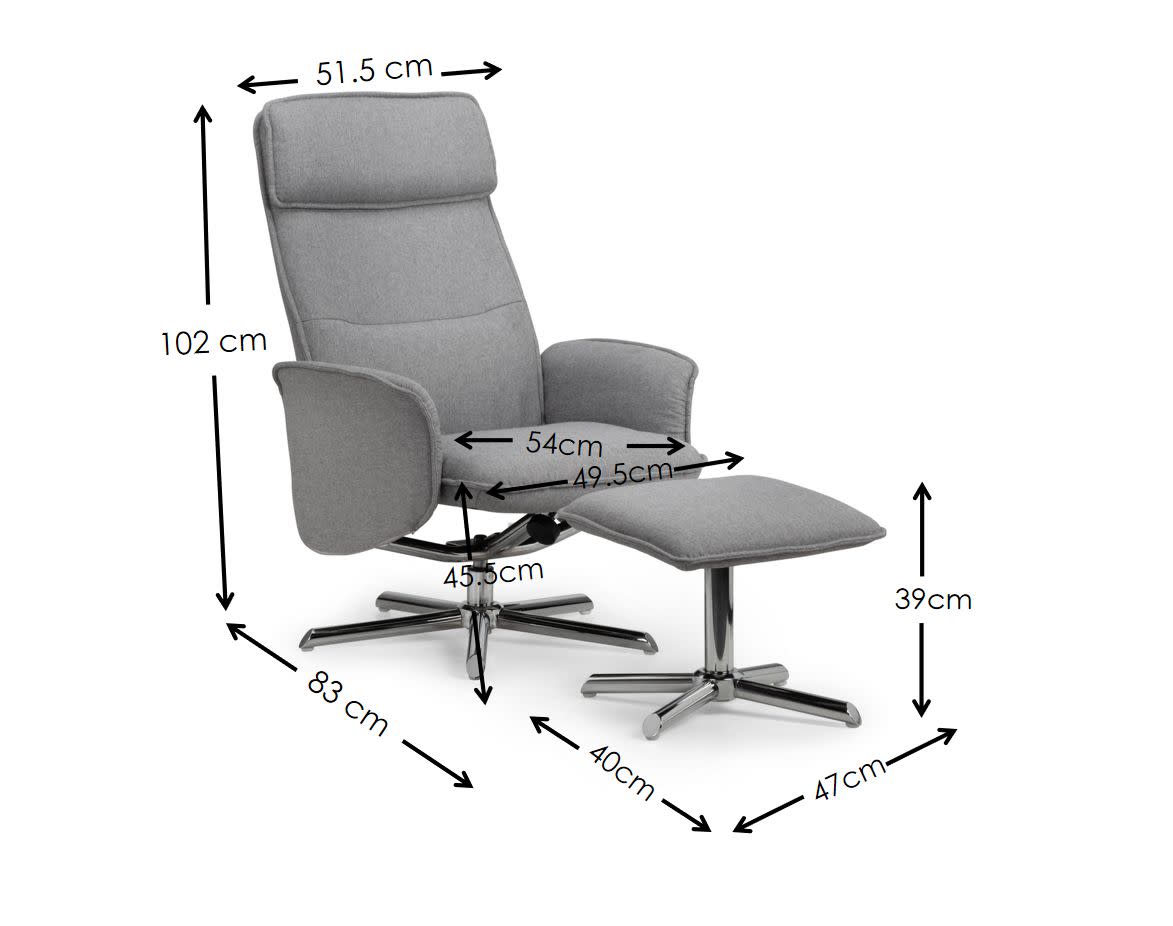 Chelsea Recliner Chair With Stool - Grey Linen - Image 3