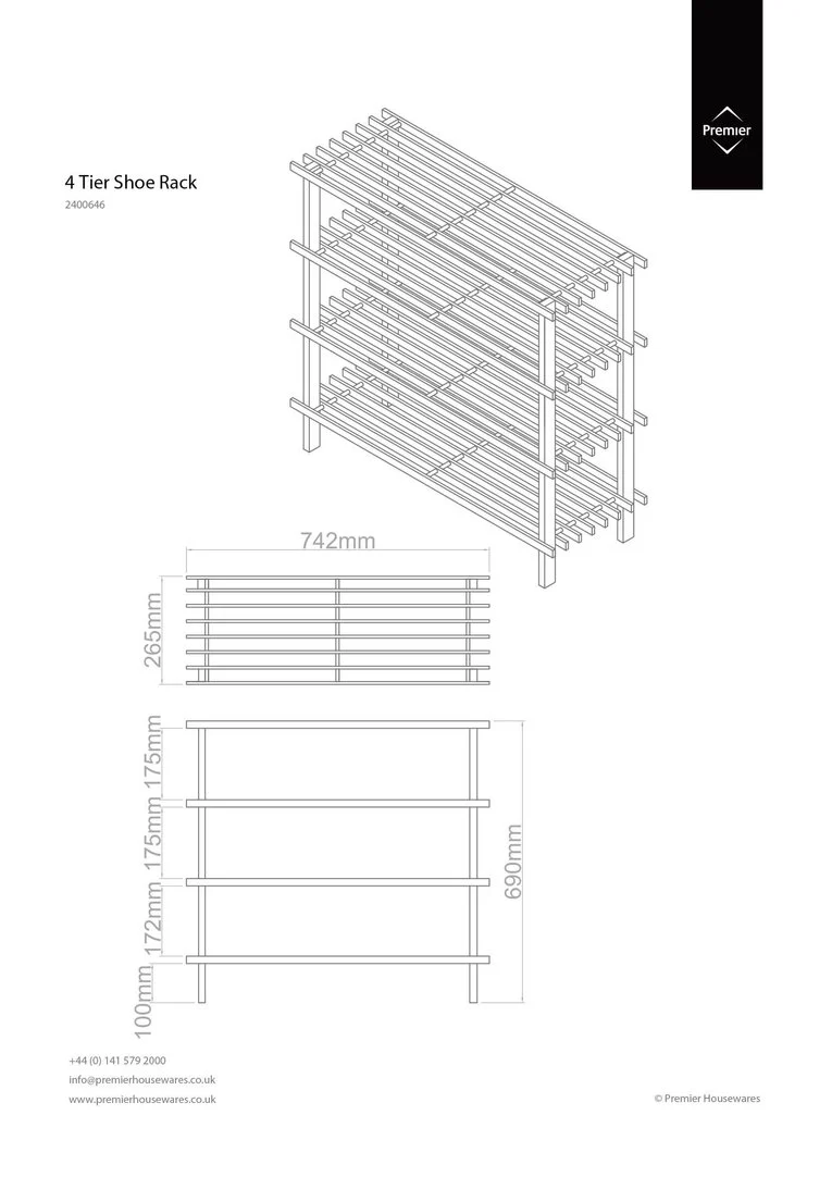 Arla 4 Tier Wooden Shoe Rack - Image 4