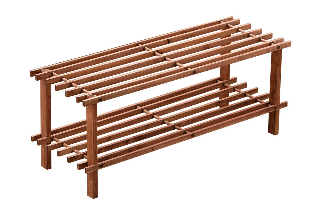 Arla Dark Cedar Wood 2 Tier Shoe Rack