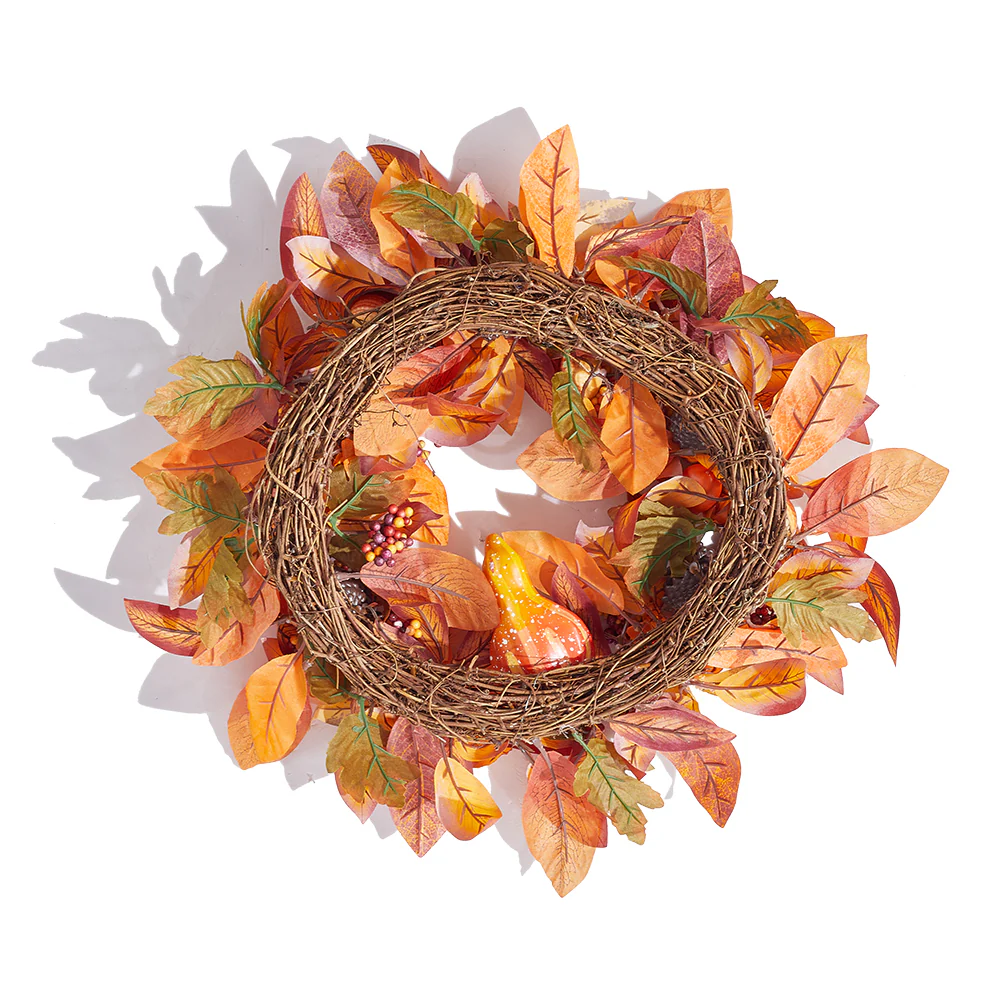 Artificial Pumpkin Maple Leaf Wreath - Image 5