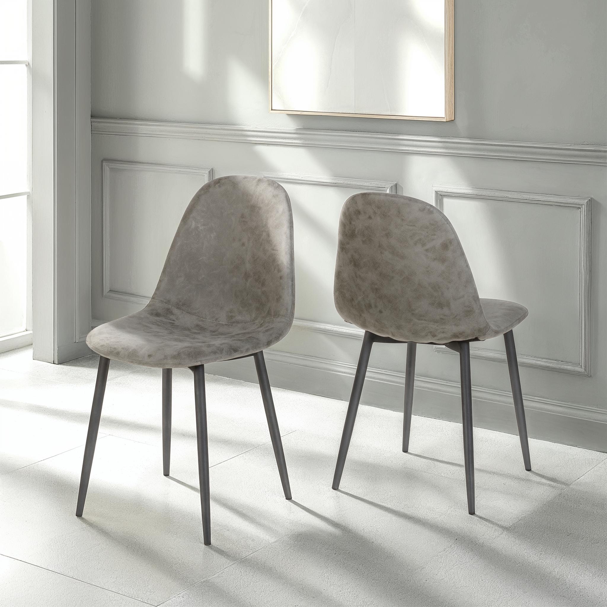 Athens Dining Chair - Set Of 2 - Grey PU - Image 2