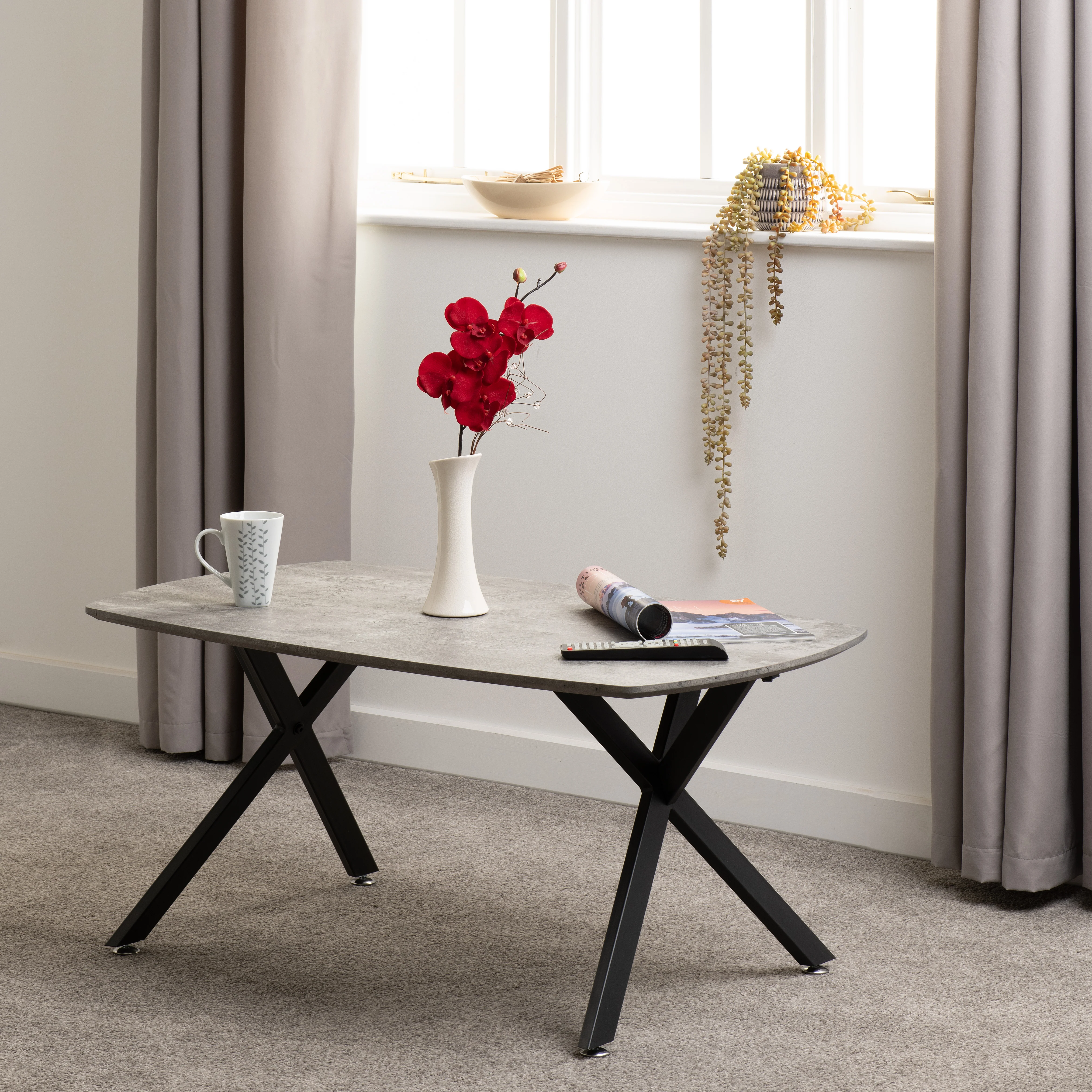 ATHENS OVAL COFFEE TABLE - CONCRETE EFFECT - CONCRETE EFFECT - Image 5