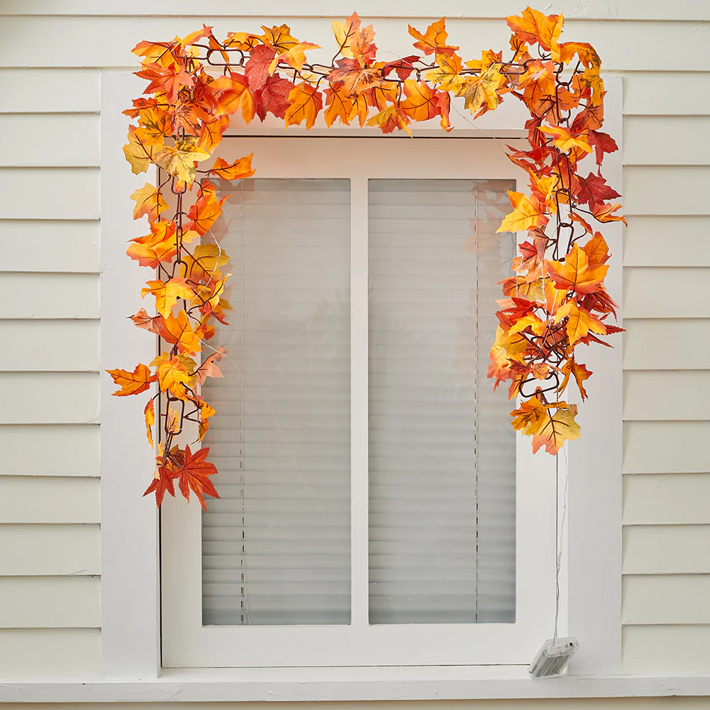 Autumn Artificial Maple Vine With Lights - Image 2