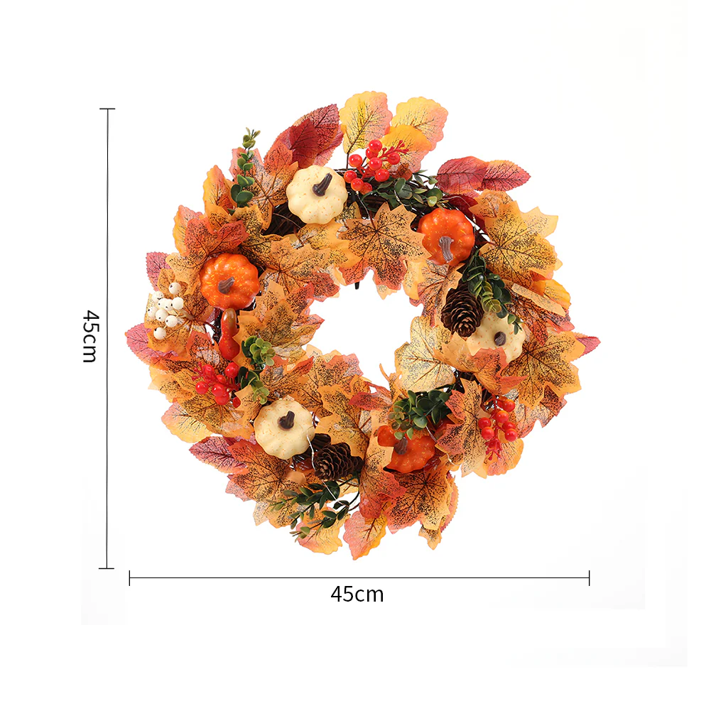 Autumn Harvest Wreath With LED Lights - Image 3