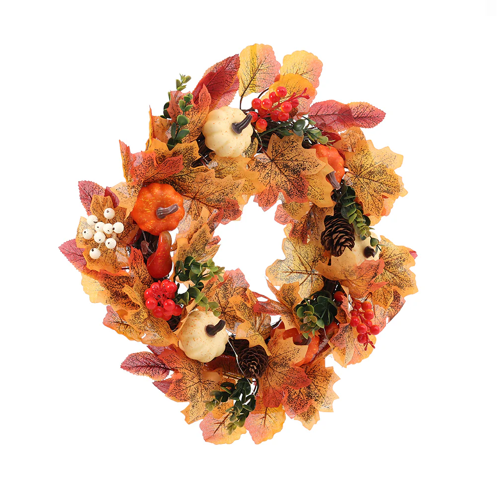 Autumn Harvest Wreath With LED Lights - Image 5