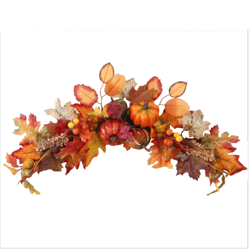 Autumn Lighted Maple Leaves Pumpkin Swag - Image 2