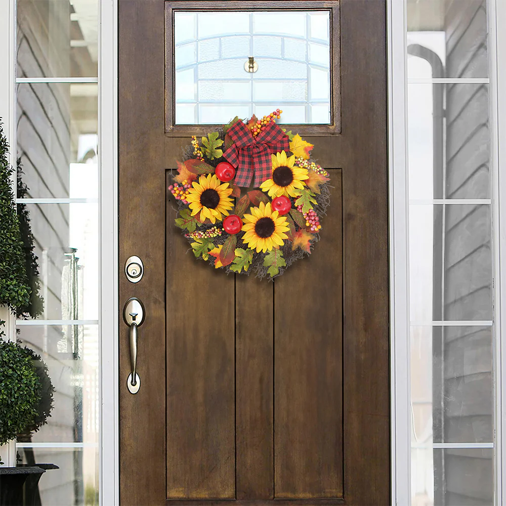 Autumn Sunflower LED Wreath - Image 2