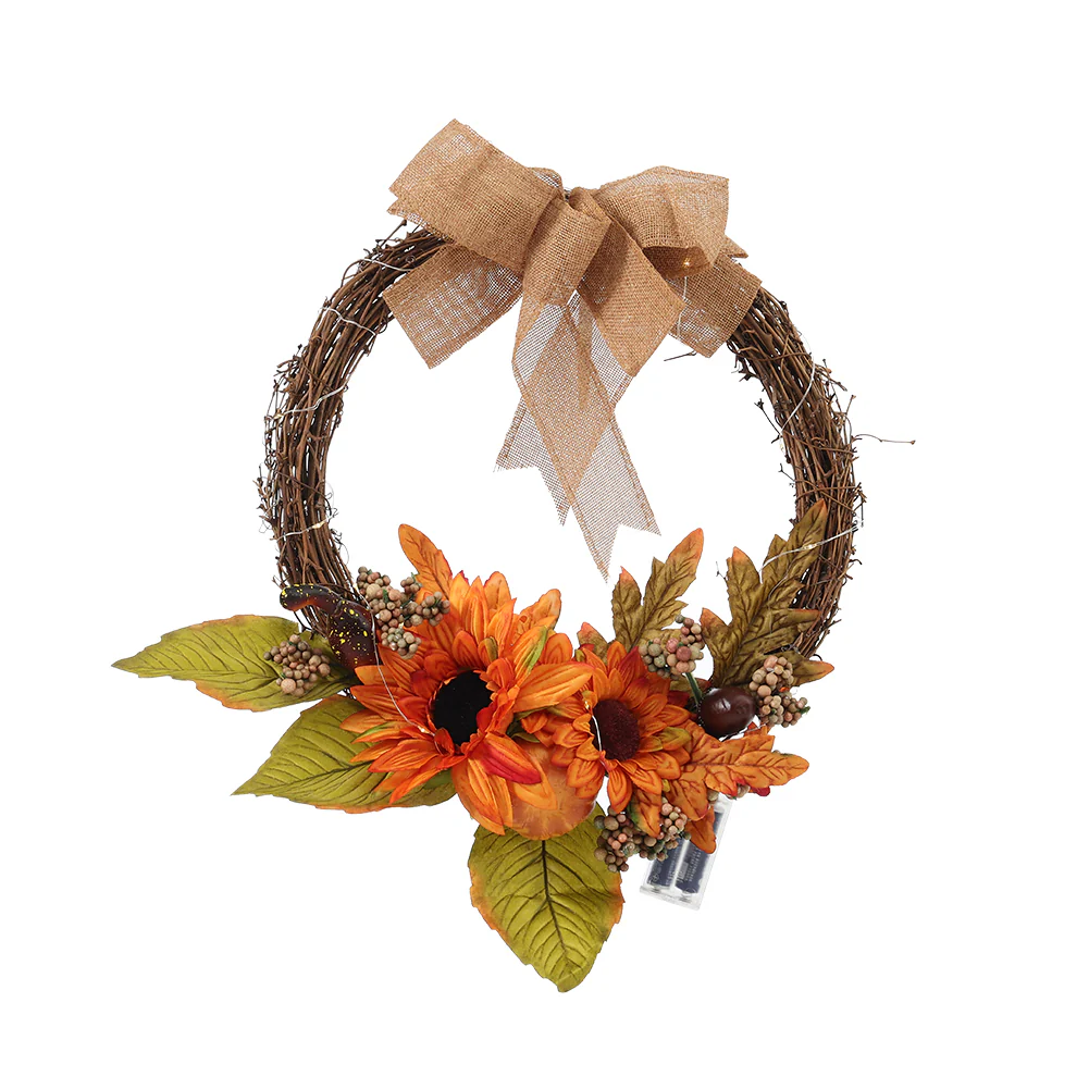 Autumn Sunflower Wreath with Lighted - Image 5