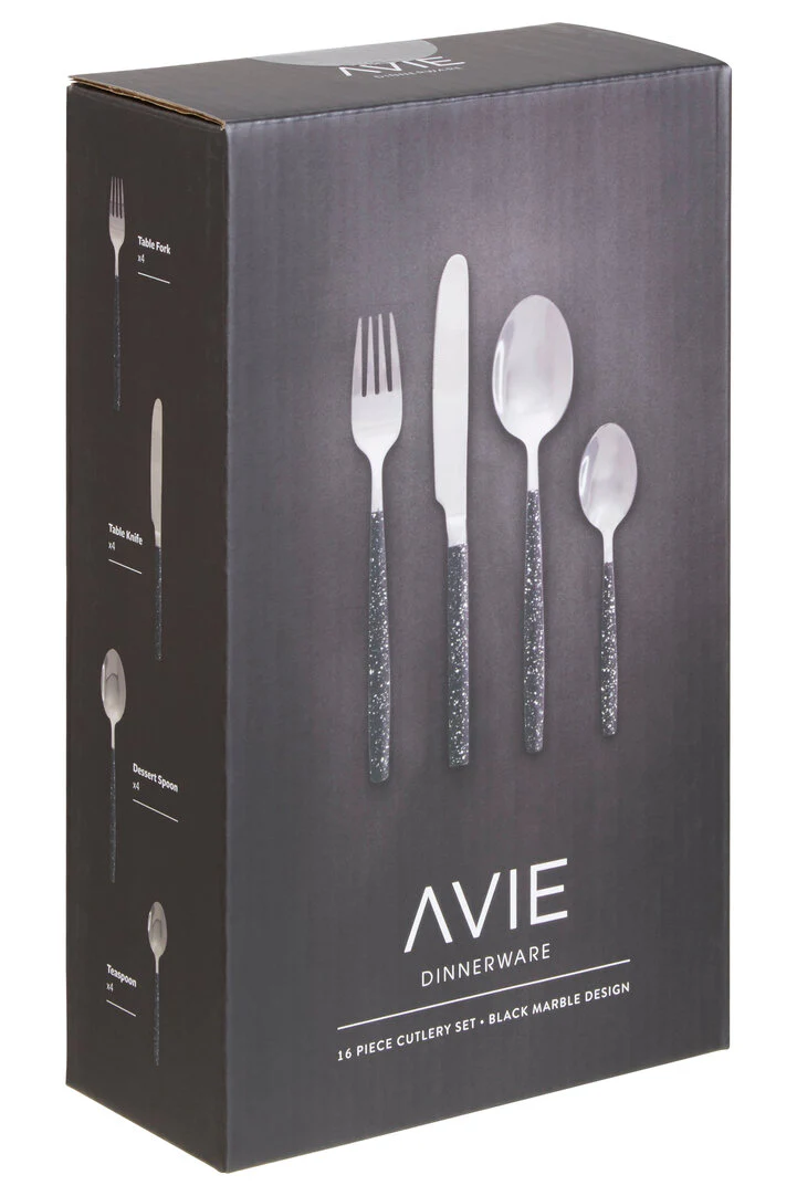 Avie 16 Piece Black And Silver Cutlery Set - Image 2