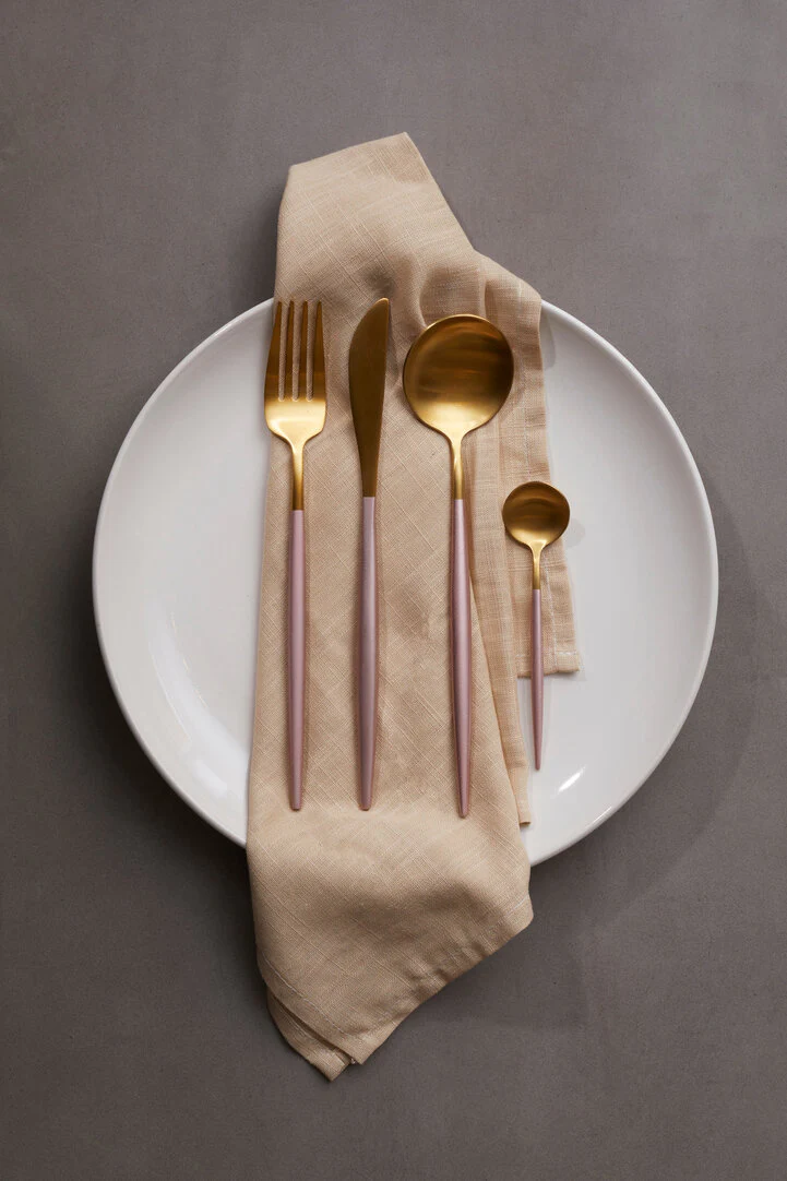 Avie 16 Piece Pink And Gold Finish Cutlery Set - Image 3