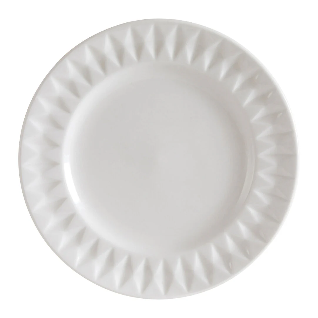 Avie 16 Piece White Embossed Dinner Set. - Image 2