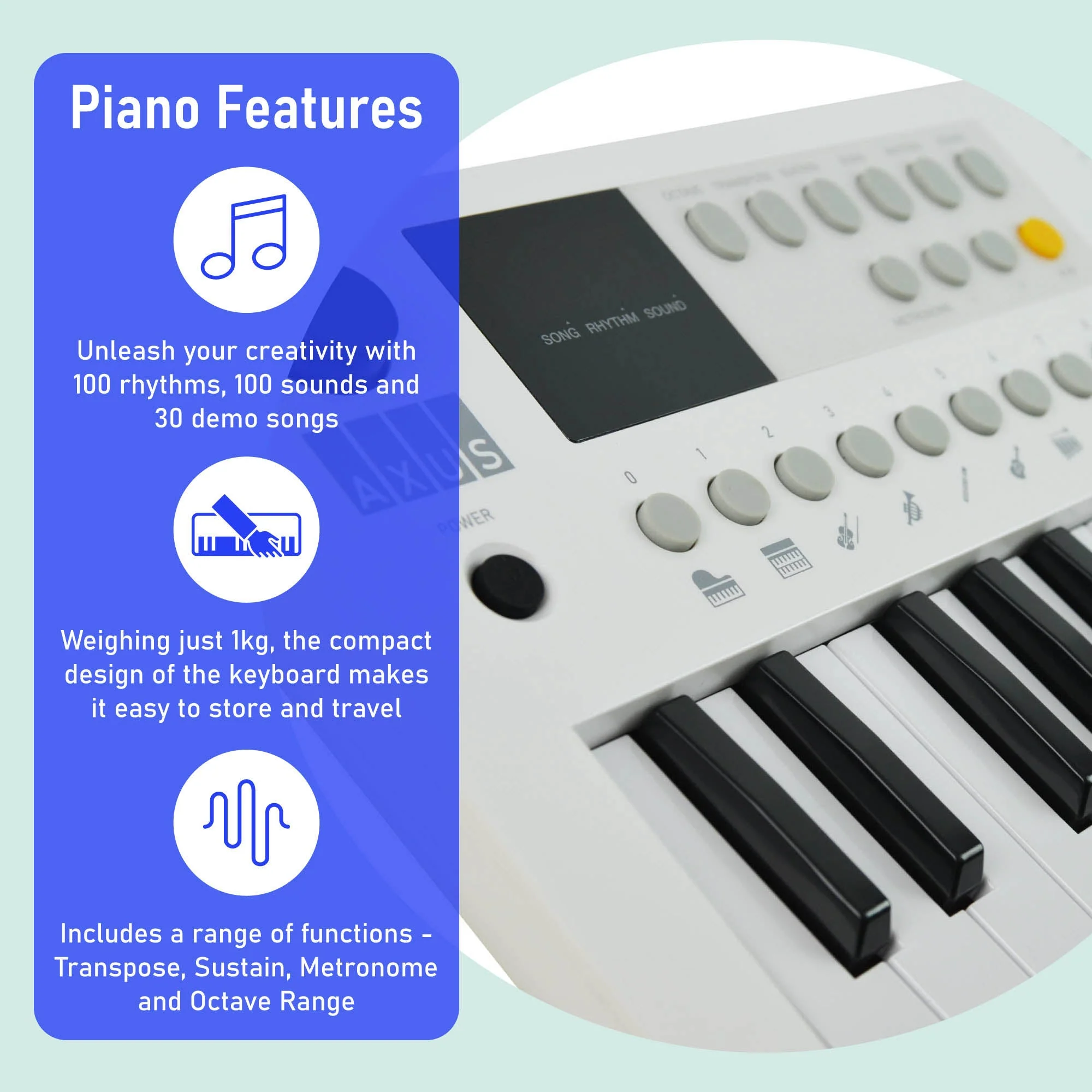 Axus 37 Mini Key Compact Keyboard - Arctic White - Image 3