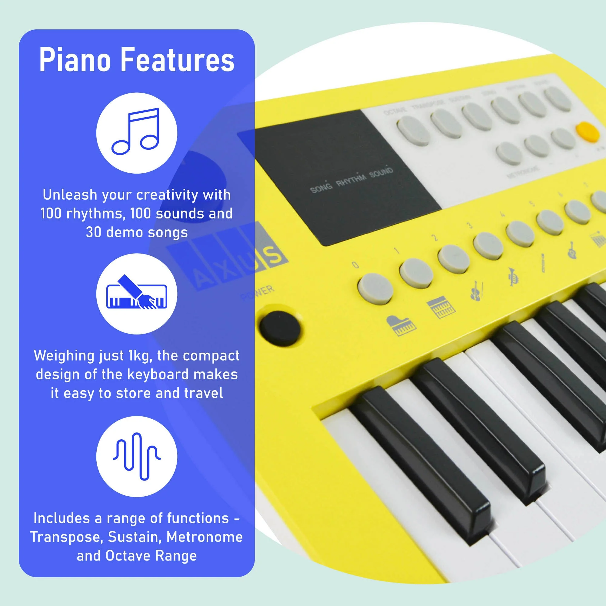 Axus 37 Mini Key Compact Keyboard - Sunrise Yellow - Image 3