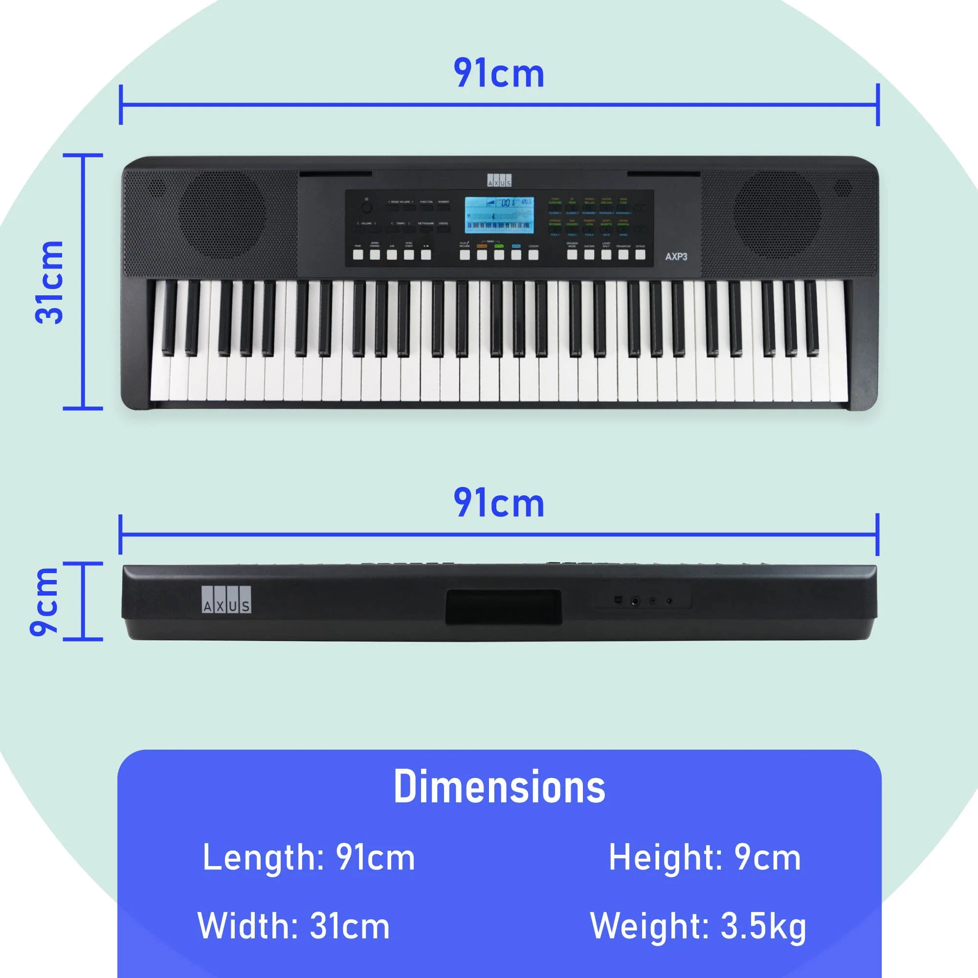Axus 61 Key Touch Sensitive Portable Keyboard - Image 4