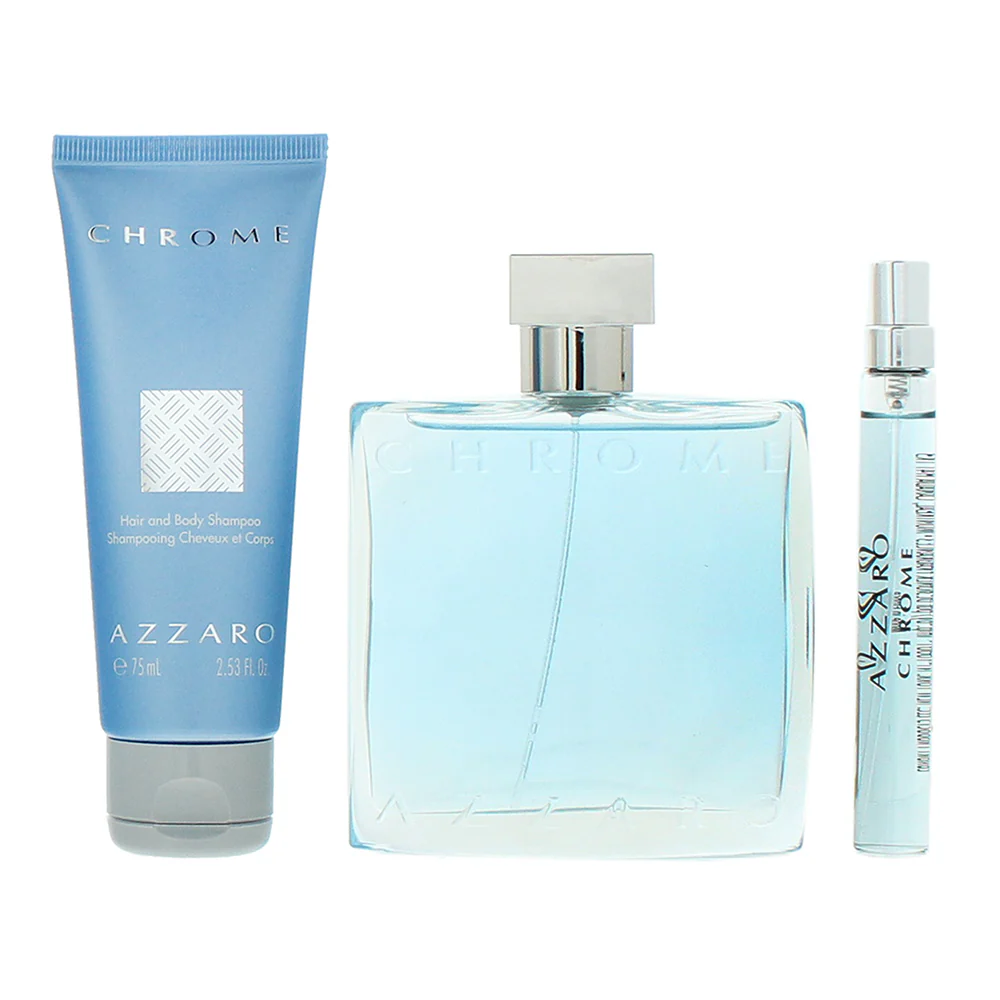 Azzaro Chrome 3 Piece Gift Set: Eau de Toilette 100ml - Eau de Toilette 10ml - H - Image 2