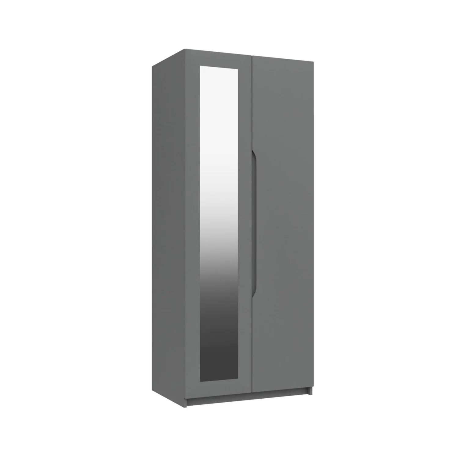 Balagio Ready Assembled Wardrobe with 2 Doors & Mirror - Dusk Grey Gloss - Image 3