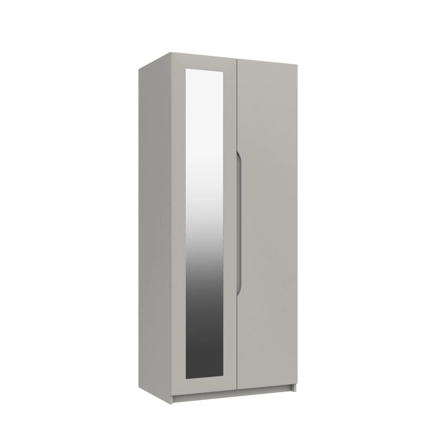 Balagio Ready Assembled Wardrobe with 2 Doors & Mirror - Light Grey Gloss - Image 3