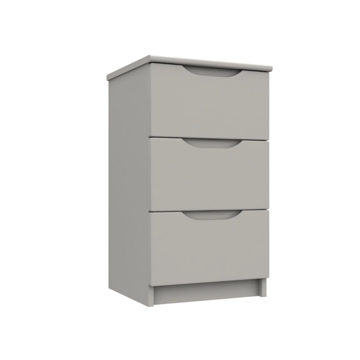 Balagio Ready Assembled Bedside Table with 3 Drawers - Light Grey Gloss - Image 3