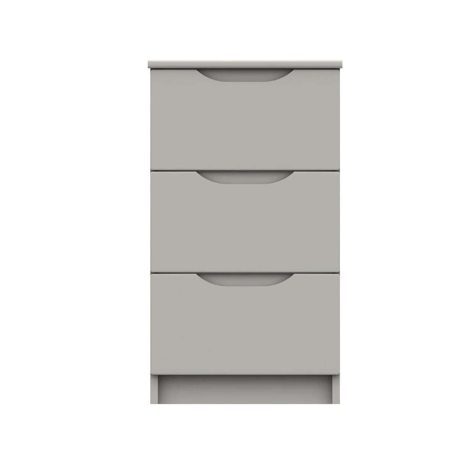 Balagio Ready Assembled Bedside Table with 3 Drawers - Light Grey Gloss - Image 4