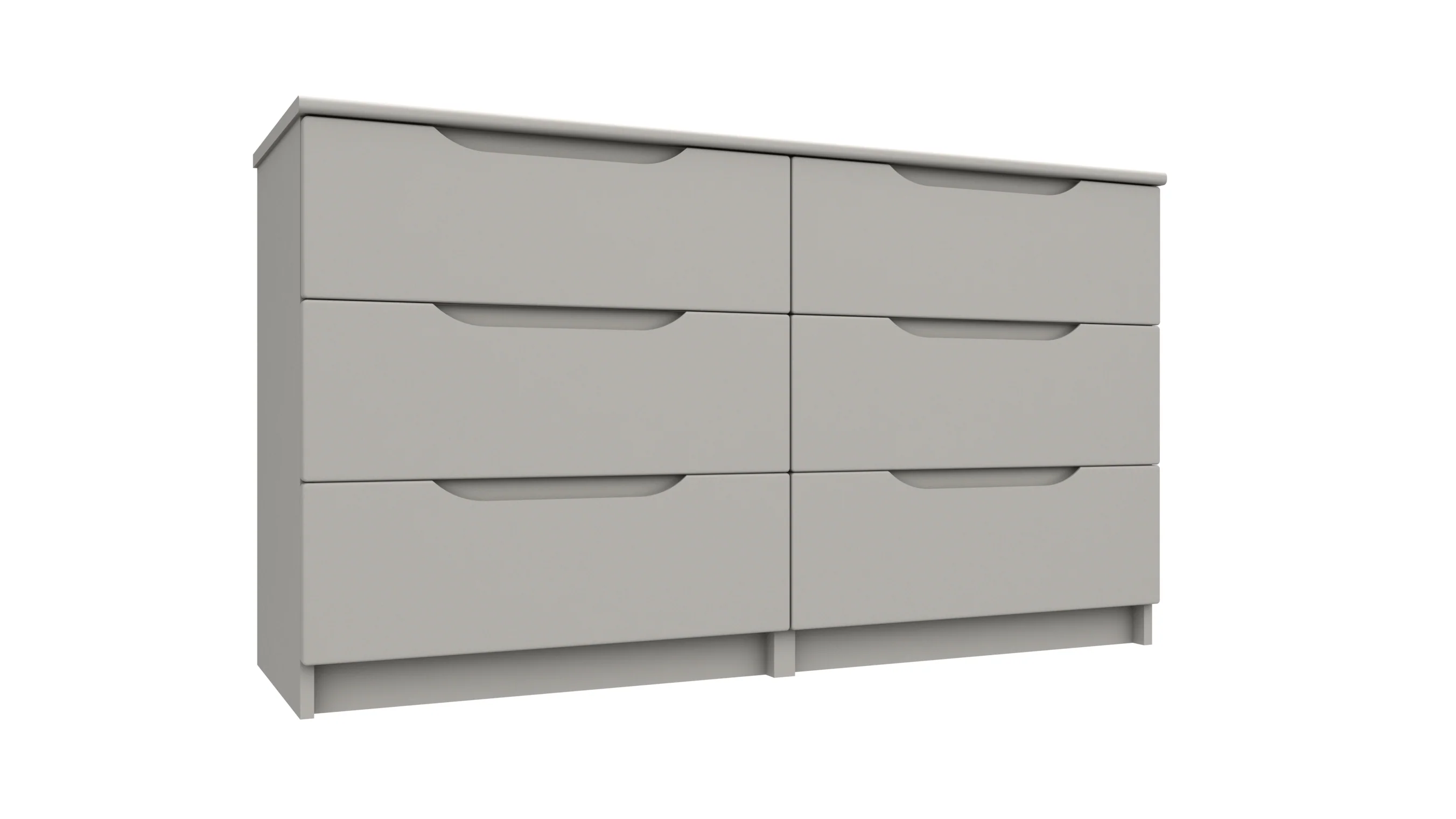 Balagio Ready Assembled Double Chest of Drawers with 3 Drawers - Light Grey Gloss - Image 5