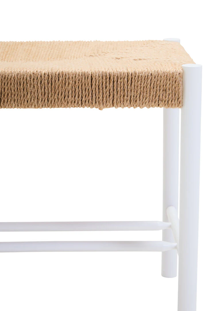 Bandar Small Natural Rope and White Wood Bench - Image 10