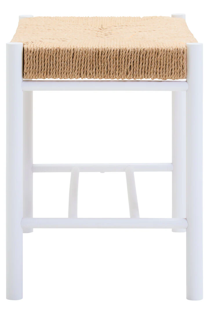 Bandar Small Natural Rope and White Wood Bench - Image 7