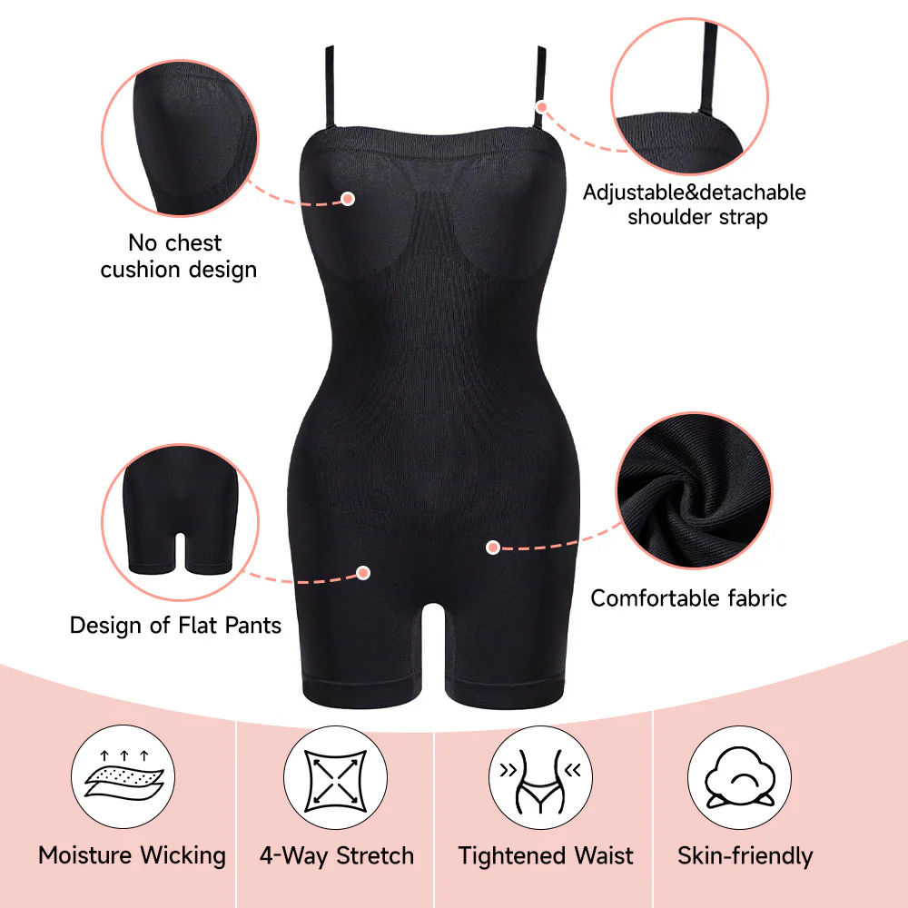 Bandeau Tummy Control Seamless Boyshorts Shapewear Bodysuit Top - Image 6