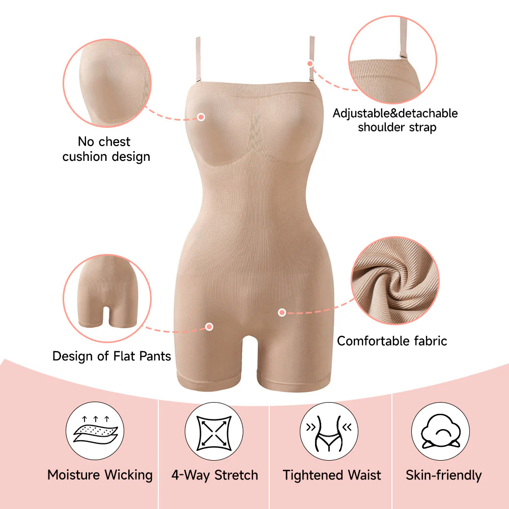 Bandeau Tummy Control Seamless Boyshorts Shapewear Bodysuit Top - Image 7