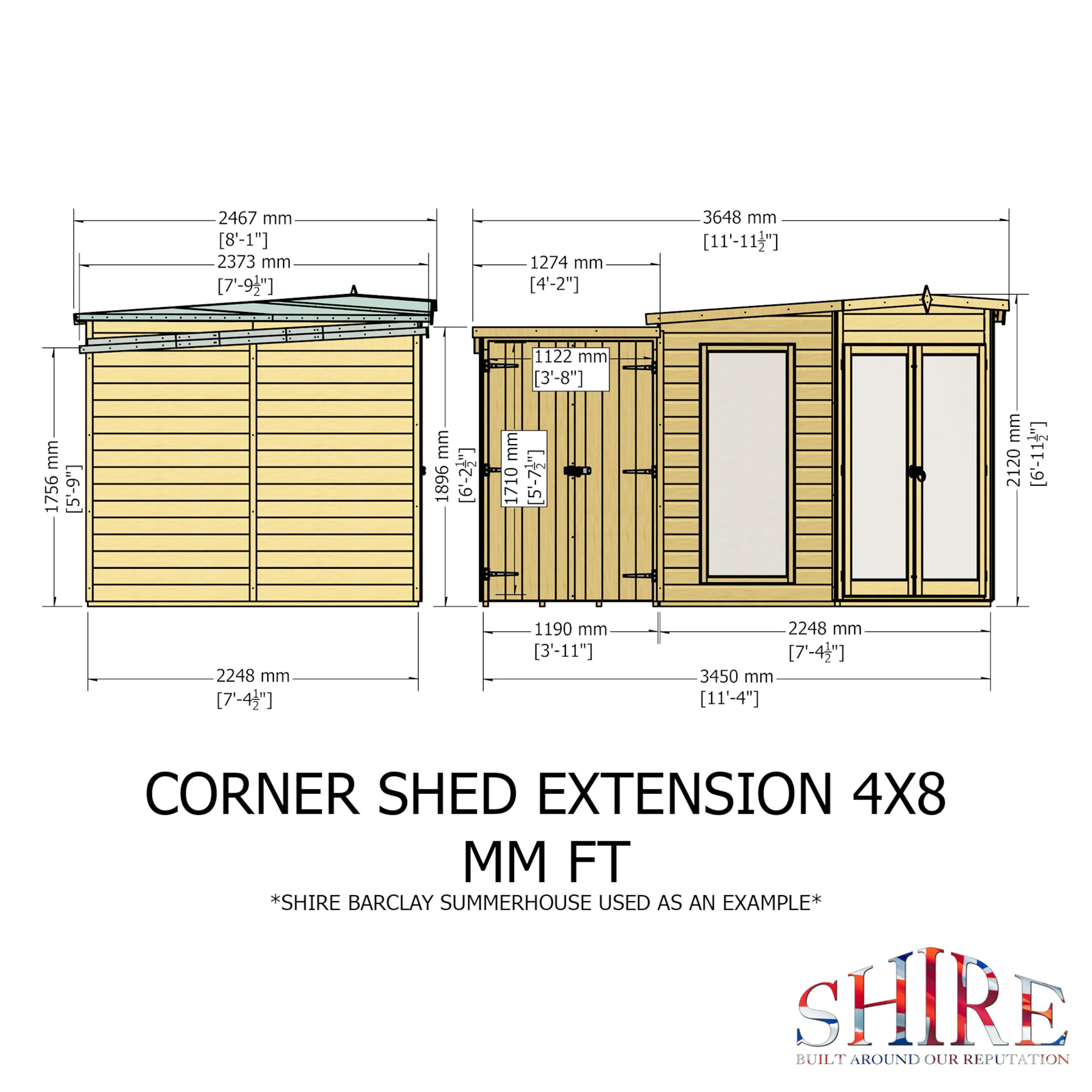 Barclay Corner Summerhouse With Side Shed - Image 12